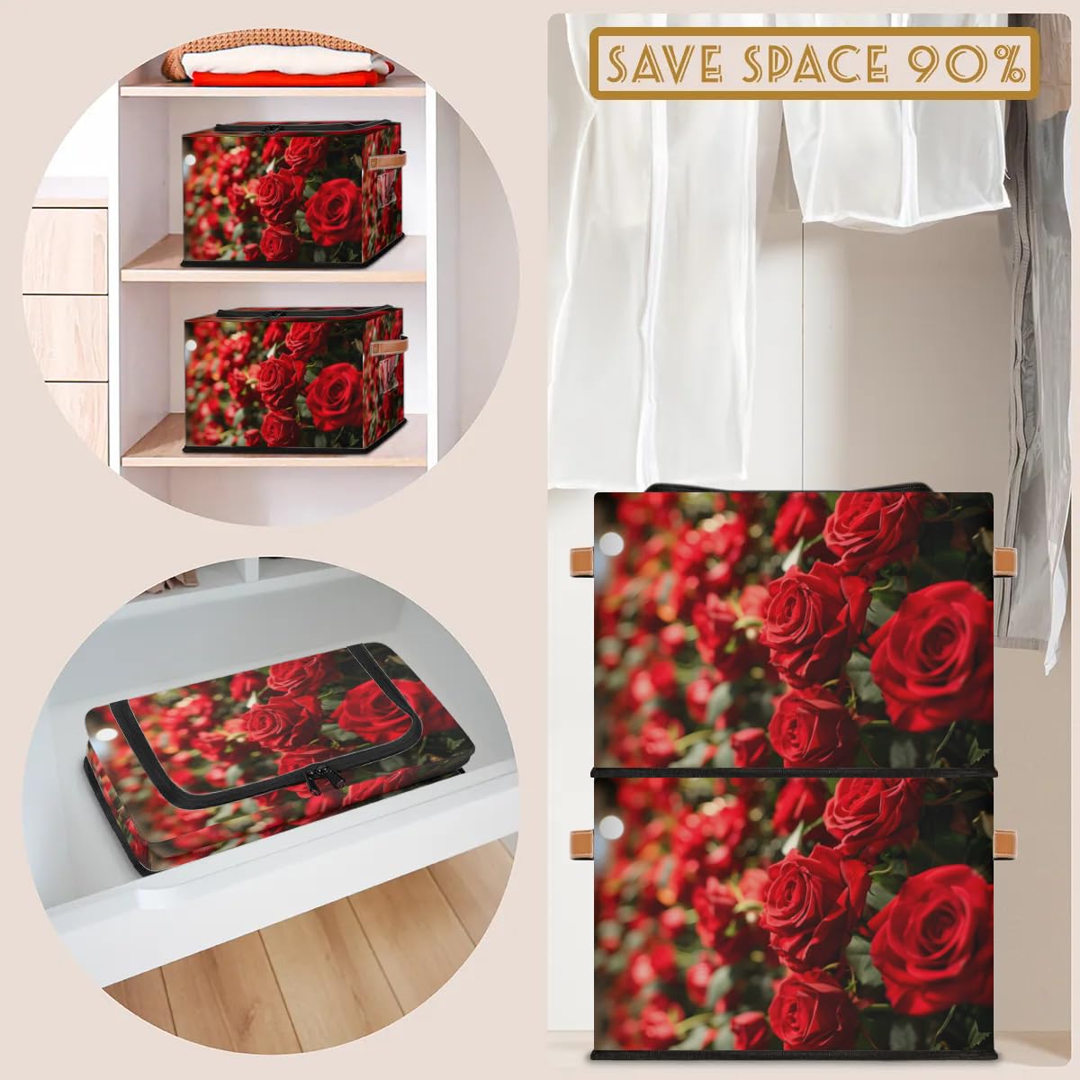 Valentine's Day Storage Boxes with Sturdy Handles - 2 Pack Zippered Storage Bins for Clothes, Toys & Home Organization - Perfect for Bedroom, Closet & Nursery Storage Solutions