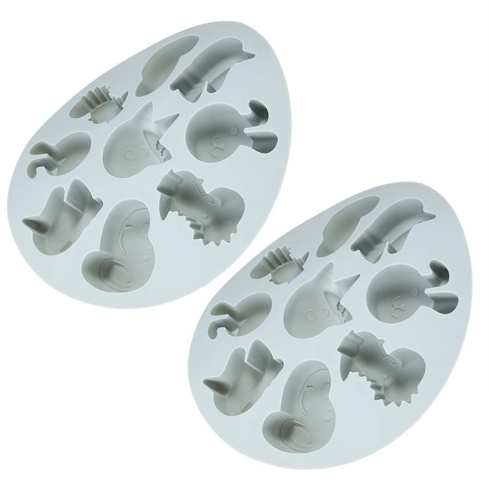 2-Piece Cartoon Animal Silicone Cake Decorating Tools - Non-Stick Chocolate Fondant Mold for Baking, Candy Making, DIY Gummy Sugar Crafts (Gray) - Perfect for Birthday Cakes, Cupcakes, and Homemade Treats