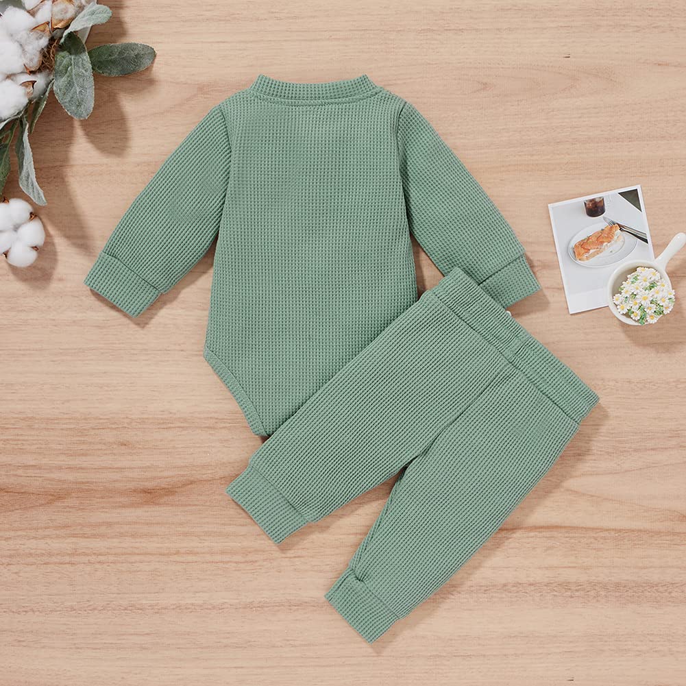 Thorn Tree Newborn Baby Clothes Set - Soft Cotton Knitted Romper & Long Pants 2-Piece Outfit for Boys & Girls | Fall Season Infant Wear | Perfect for Photoshoots, Family Gatherings & Daily Comfort