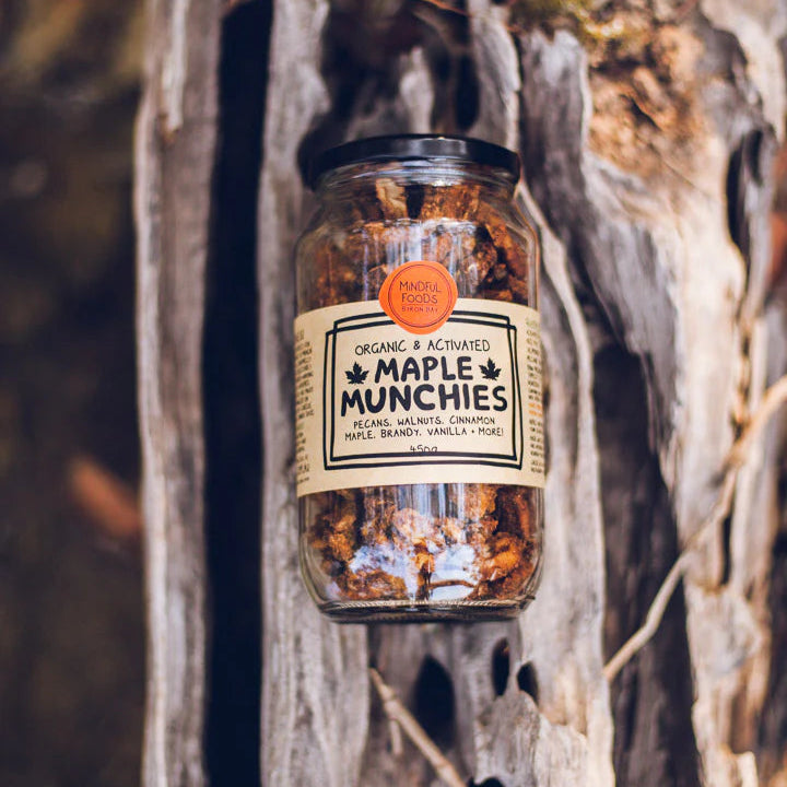 Mindful Foods Munchies Maple Snacks 400g - Healthy Vegan Gluten-Free Trail Mix for Hiking, Camping & Office Snacking
