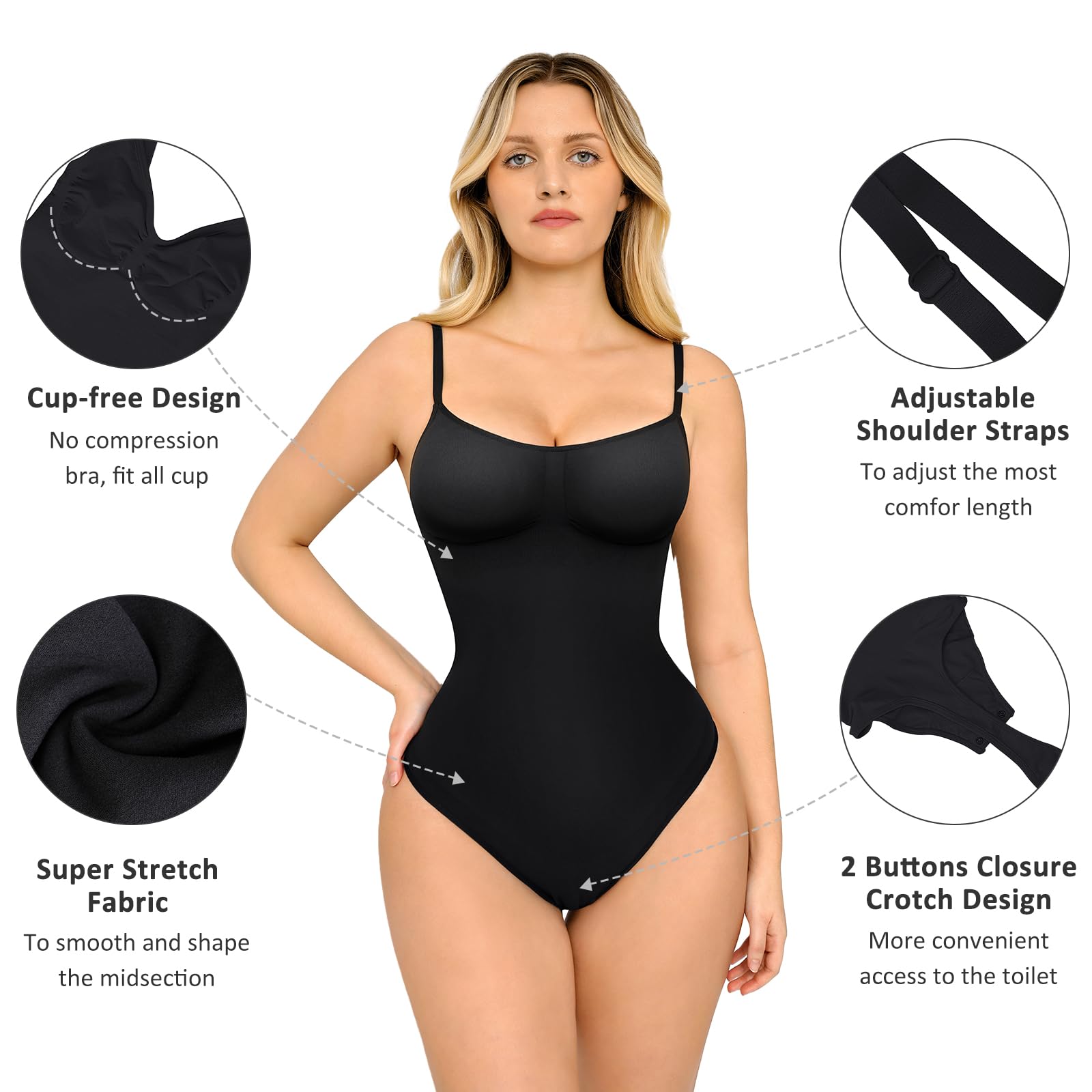 FeelinGirl High Waist Shapewear Bodysuit for Women - Tummy Control, Seamless Sculpting, Waist Trainer - Perfect for Wedding, Party & Everyday Wear