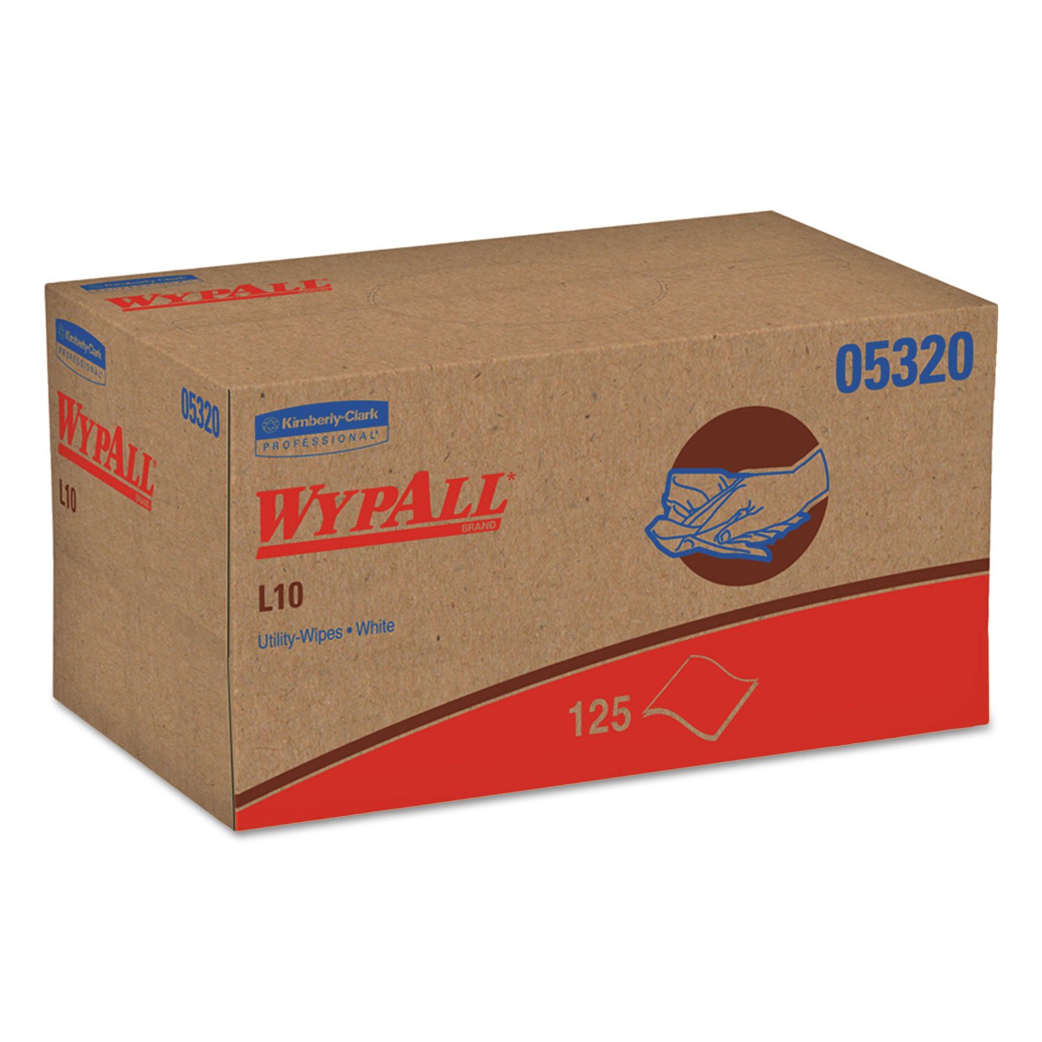 Kimberly Clark KCC05320 WYPALL L10 Utility Wipes - 125 Wipes per Box, 18 Boxes per Carton | Industrial Cleaning, Workshop, Garage & Commercial Use