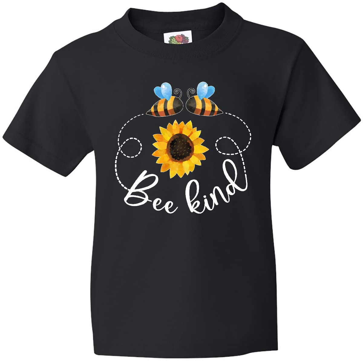 Inktastic Bee Kind Bees and Sunflower Youth T-Shirt - Cute Kids Graphic Tee for School, Playdates & Outdoor Activities