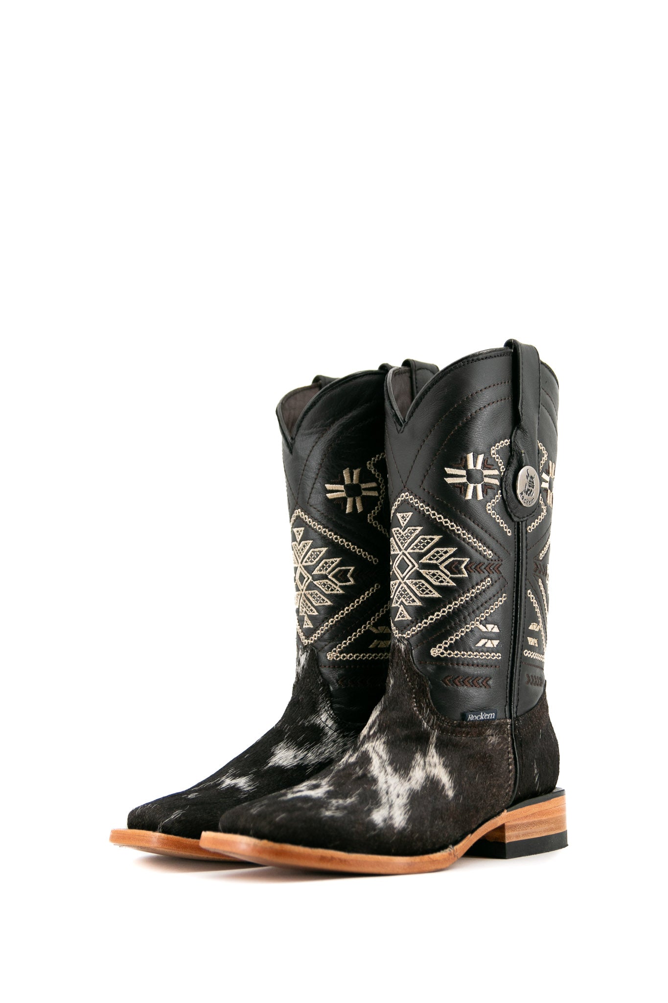 Women's Square Toe Cowhide Cowgirl Boots - Size 5 - JW95 - Western Style Ankle Boots for Country Dancing, Rodeo & Casual Wear