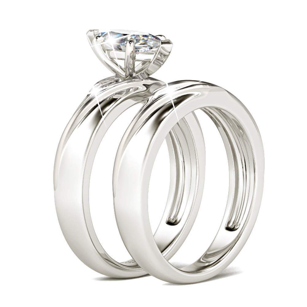 Jeulia 925 Sterling Silver Wedding & Engagement Rings for Women - 1.6ct Main Stone + 0.32ct Side Stones, Bridal Set, Anniversary & Promise Ring | Perfect for Proposals, Weddings, Anniversaries & Romantic Gifts