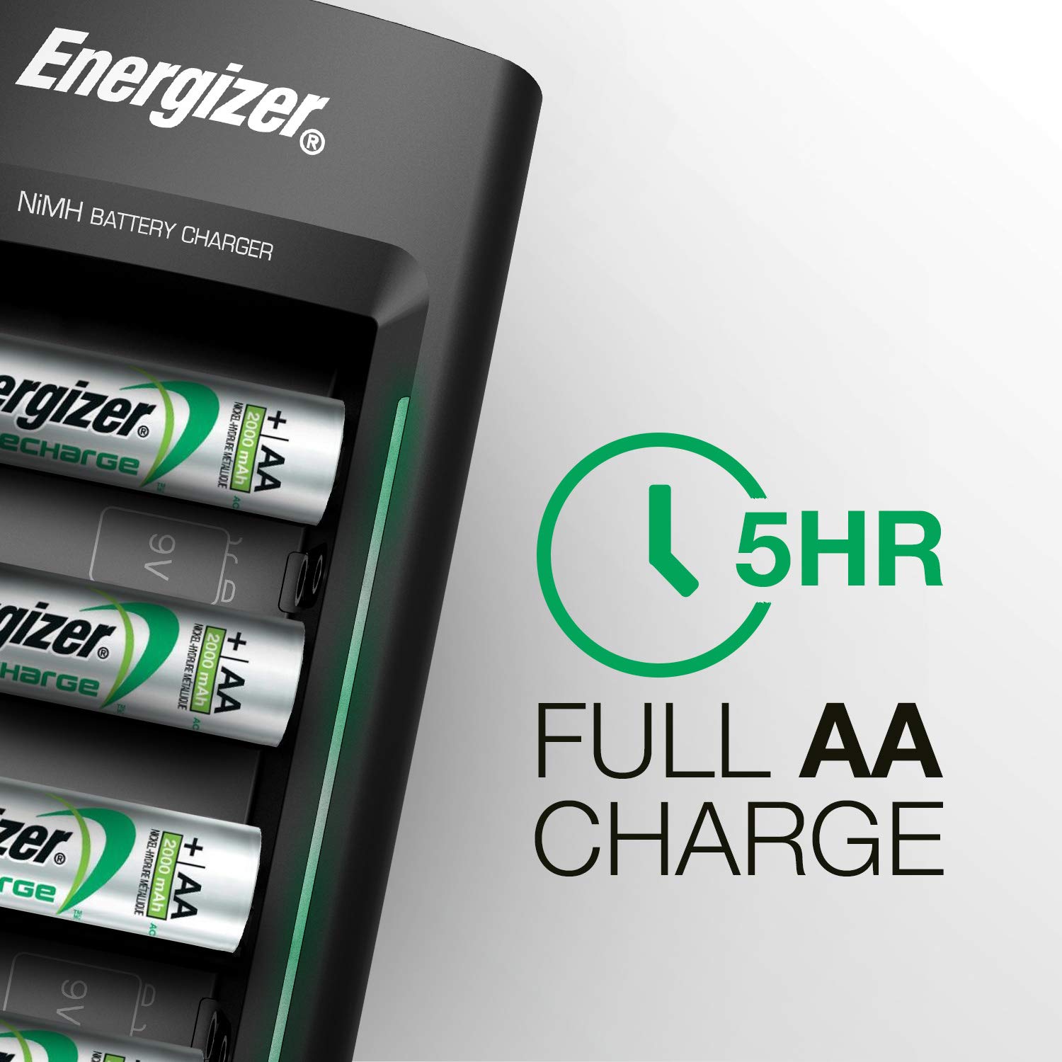 Energizer Rechargeable Battery Charger for C, D, AA, AAA & 9V Batteries - Fast Charging for Home, Office & Emergency Power Supply