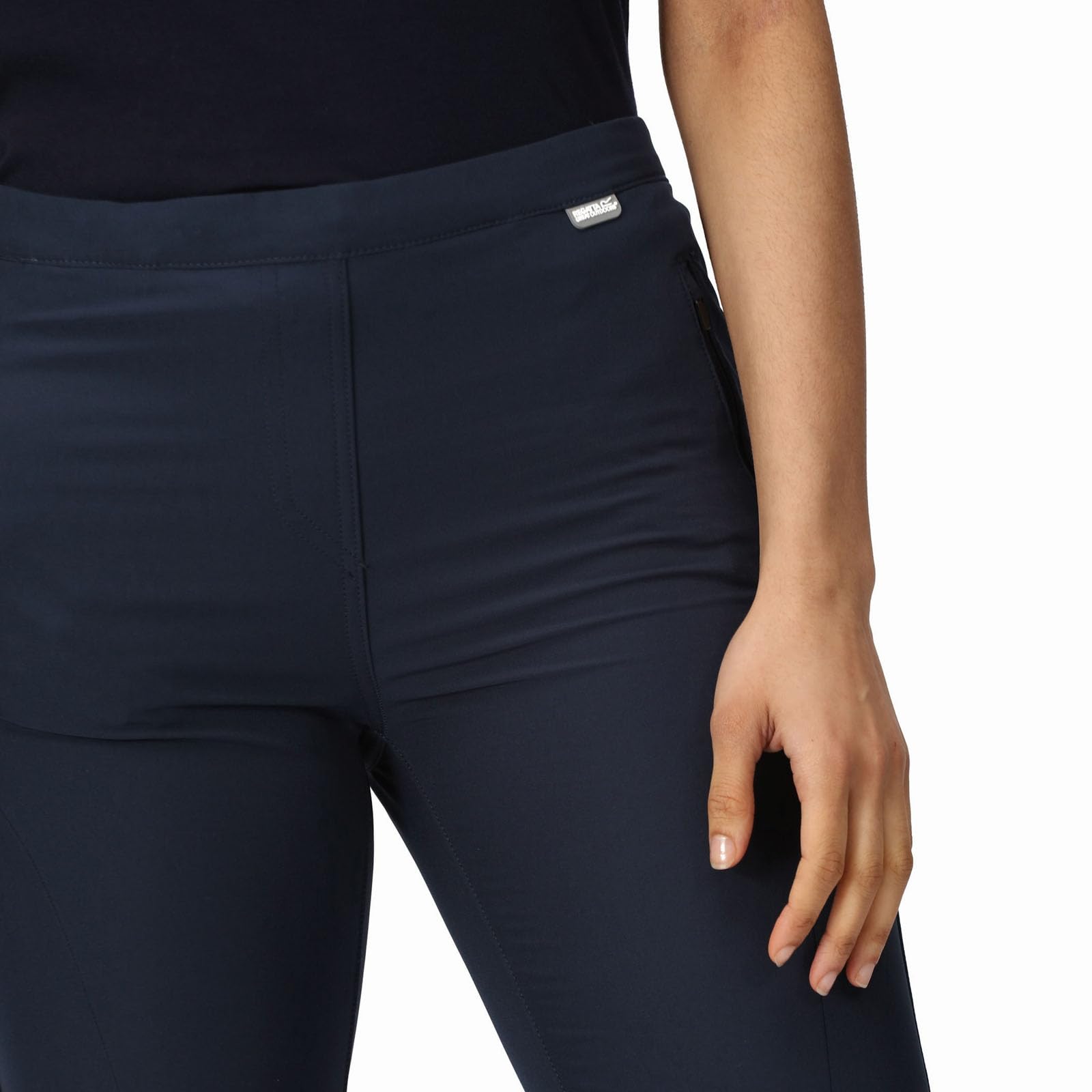 Women's Stretch Trousers - Navy Blue Comfort Fit Pants with Short Leg (Size 8) | Perfect for Office Wear, Casual Outfits & Travel