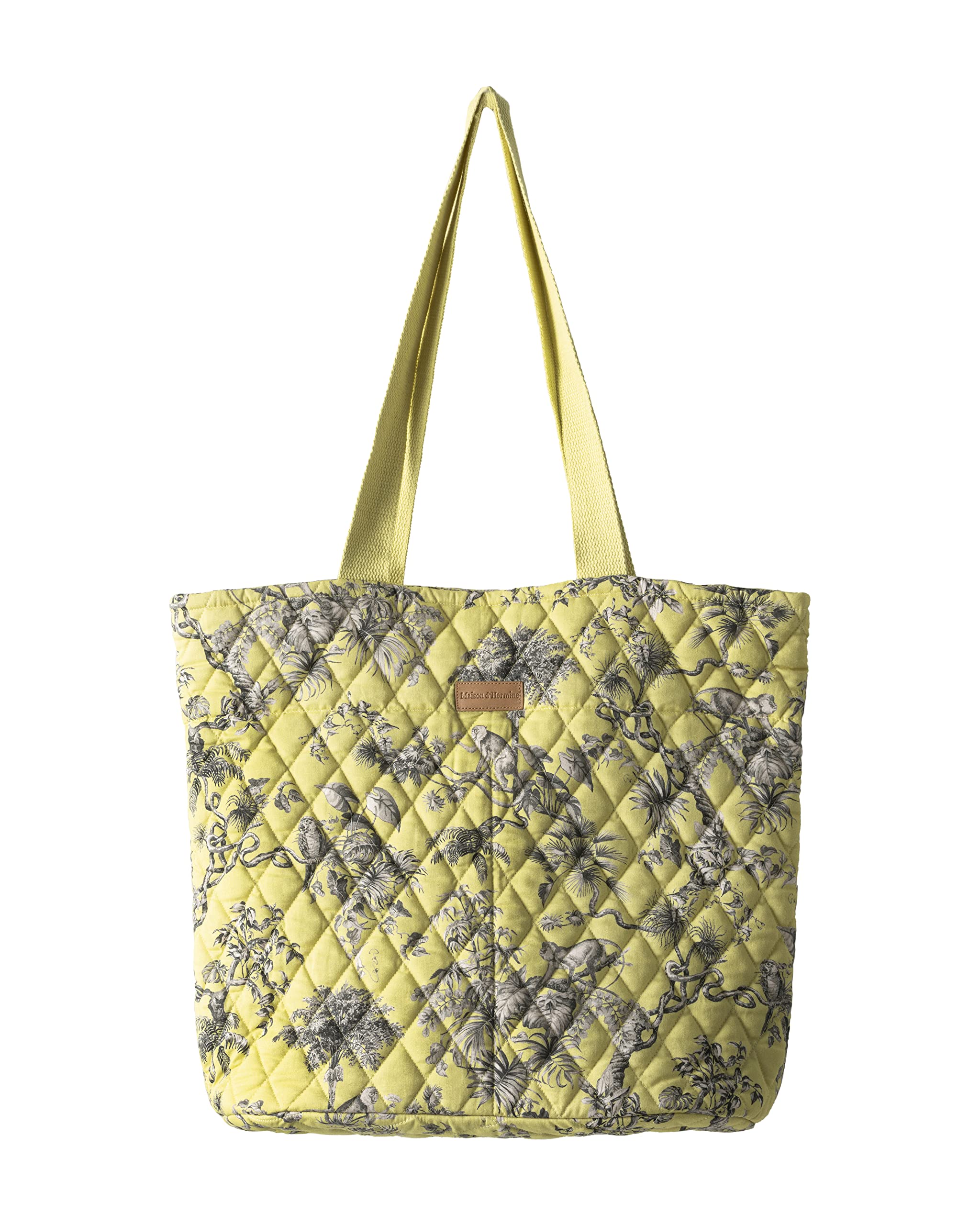 Hermine Quilted Cotton Tote Bag with Zipper Pockets & Detachable Pouch - Stylish Shopping Bag for Work, Travel, Groceries & Lunch - Perfect for Office, Commute & Daily Errands