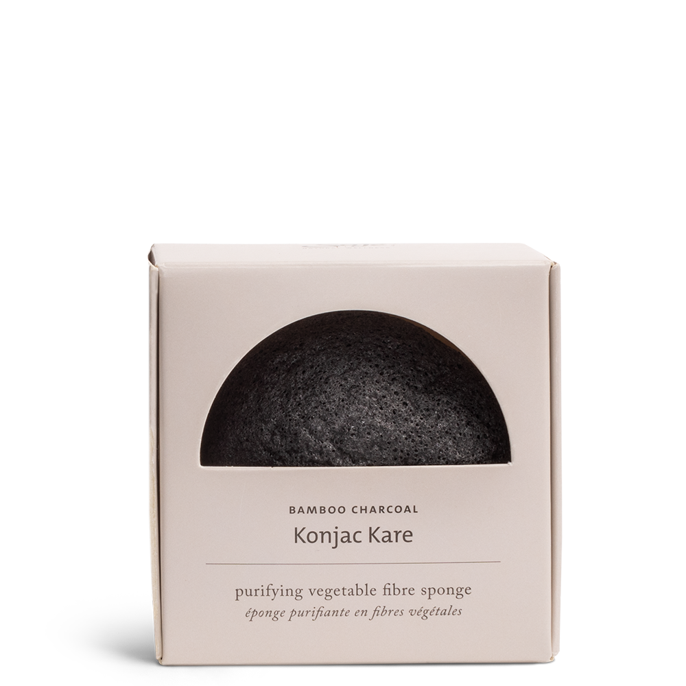 Konjac Kare Bamboo Charcoal Sponge - Natural Exfoliating Facial & Body Scrubber for Deep Cleansing | Perfect for Daily Skincare Routine & Makeup Removal