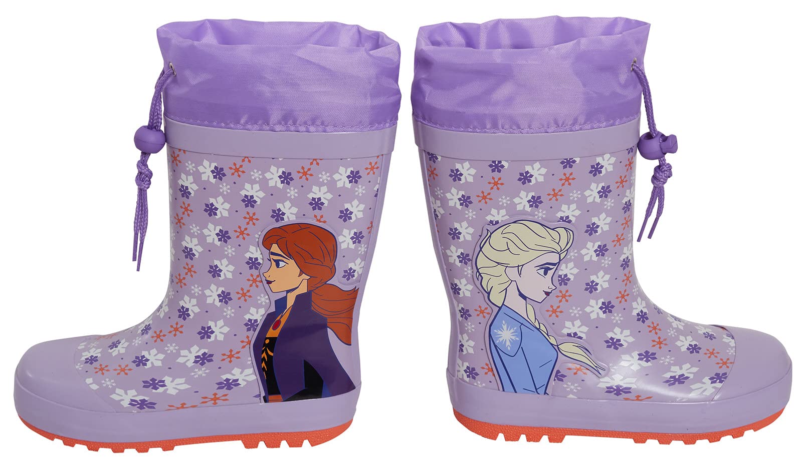 Disney Frozen 2 Elsa & Anna Girls' Waterproof Rubber Rain Boots - Tie Top Wellington Boots for Snow, Rain & Outdoor Play - Kids' Winter & Spring Footwear for School, Park & Puddle Jumping