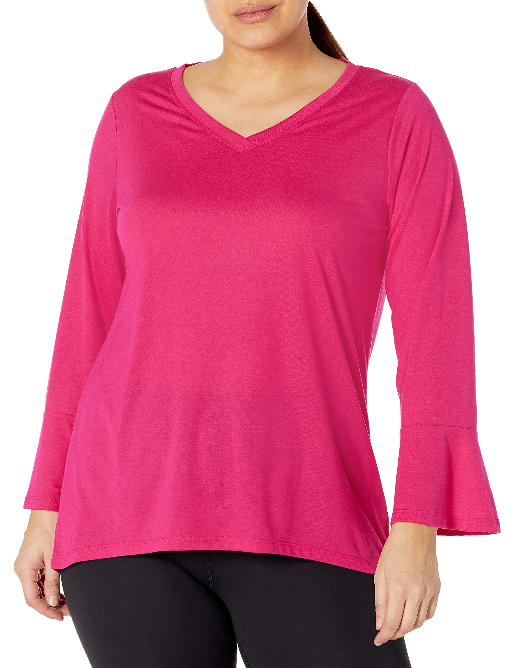 JUST MY SIZE Women's Plus Size Bell Sleeve Tunic Top - Flowy Casual Blouse for Work, Date Night & Everyday Wear