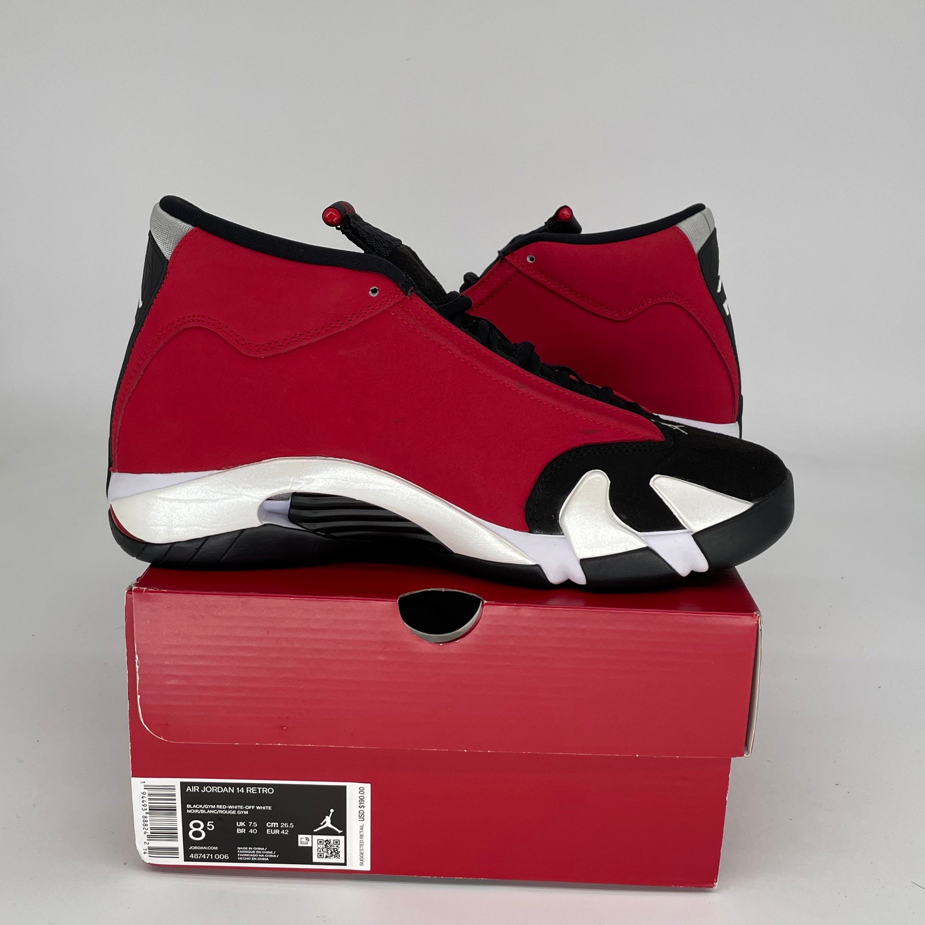 AIR JORDAN 14 TORO BRAVO Men's Basketball Shoes Size 8.5 - Red/Black Style 487471-006 | Retro Sneakers for Sports, Streetwear & Casual Outfits
