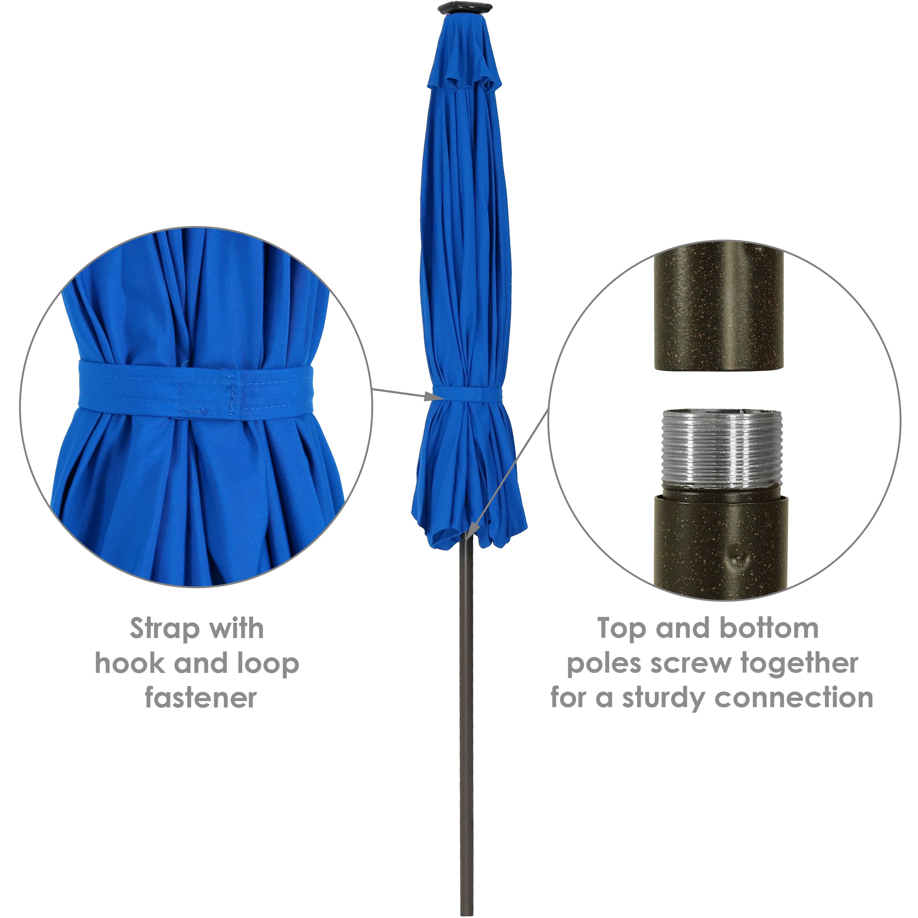 Sunnydaze 9 Foot Solar Sunbrella Patio Umbrella with Push Button Tilt & Crank - Perfect for Poolside, Backyard, and Outdoor Dining Areas