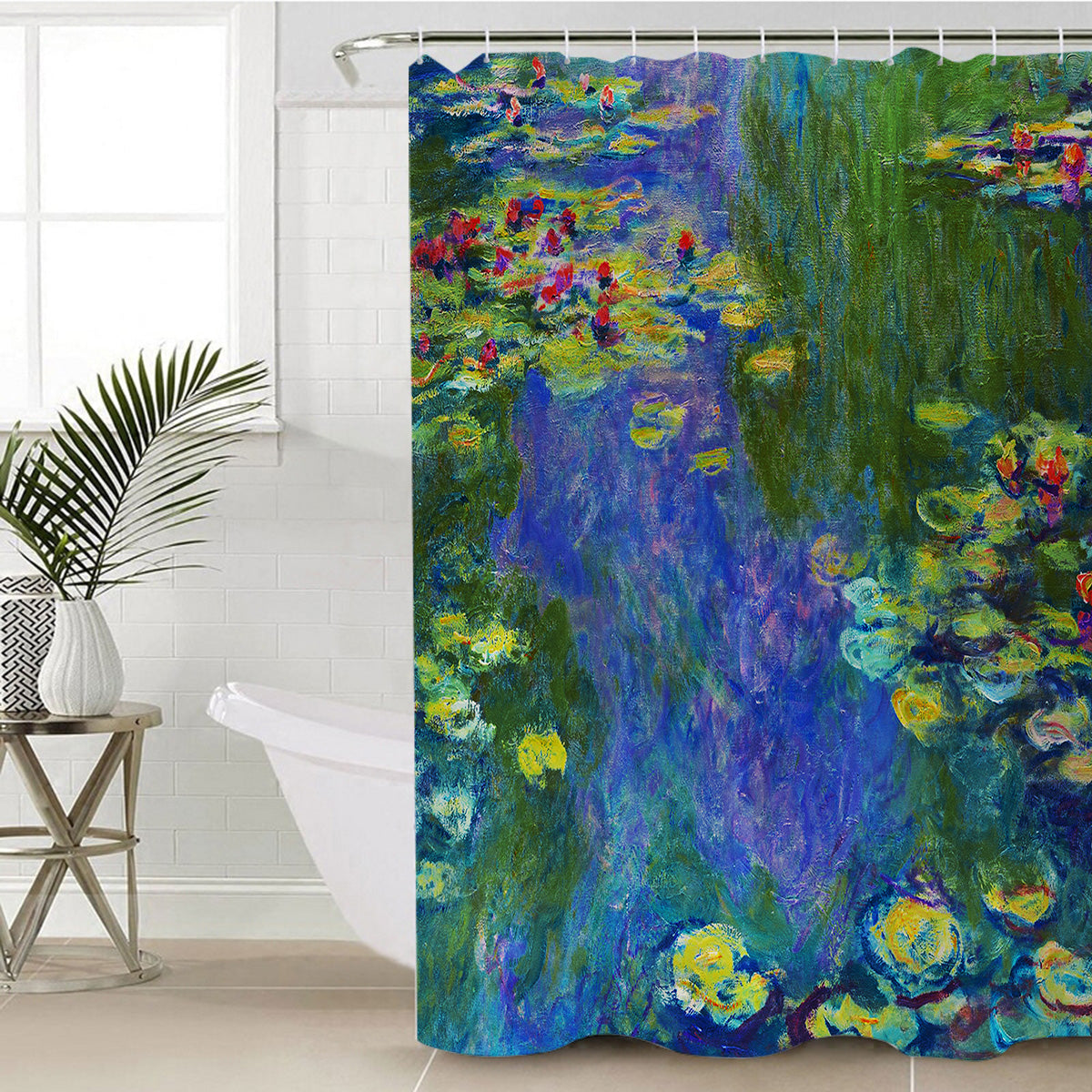 Claude Monet Water Lilies Shower Curtain - Impressionist Art Bathroom Decor for Modern & Vintage Home Style