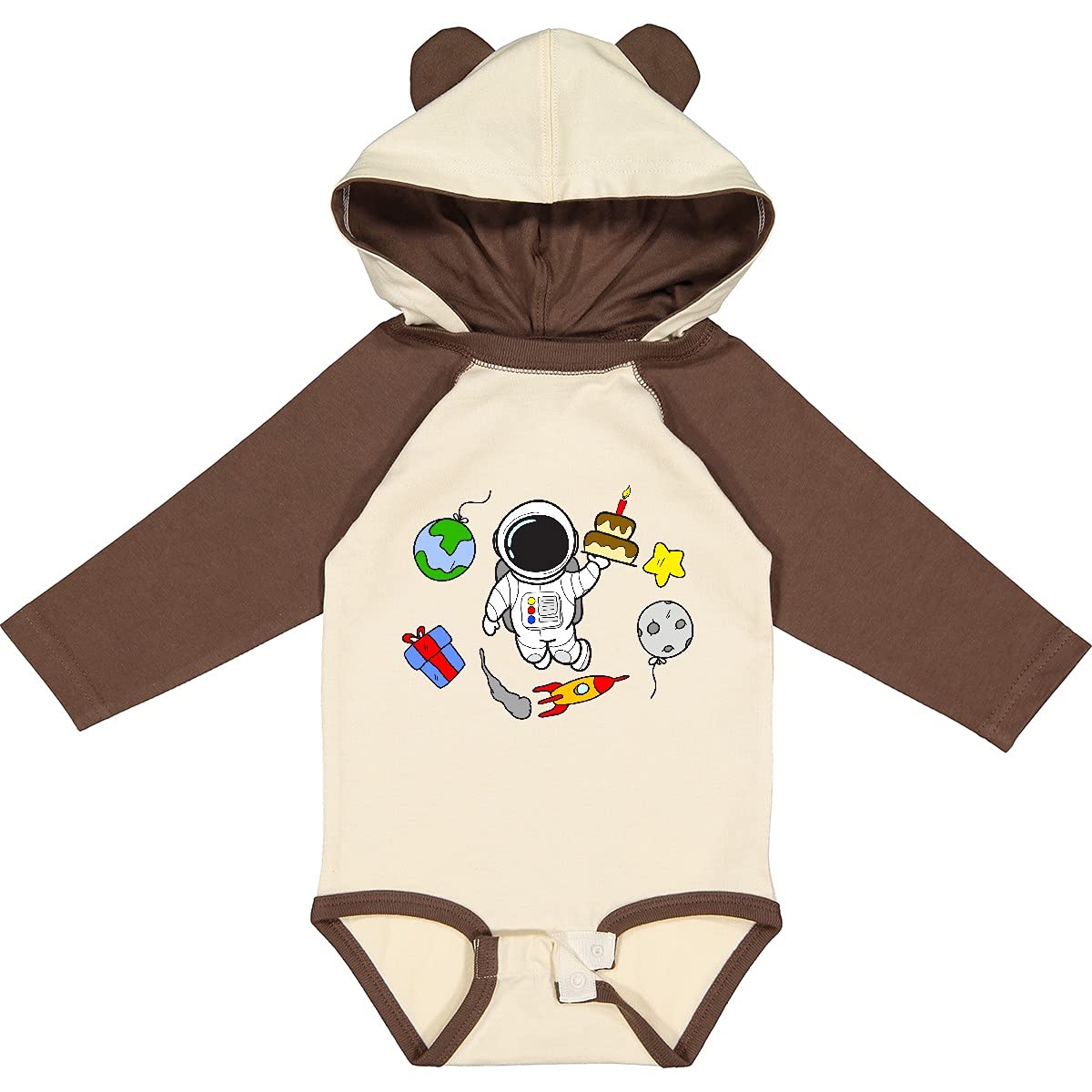 Inktastic Astronaut Birthday Long Sleeve Baby Bodysuit - Cute Space Themed Outfit for Boys & Girls - Perfect for Birthday Parties, Photo Shoots & Everyday Wear