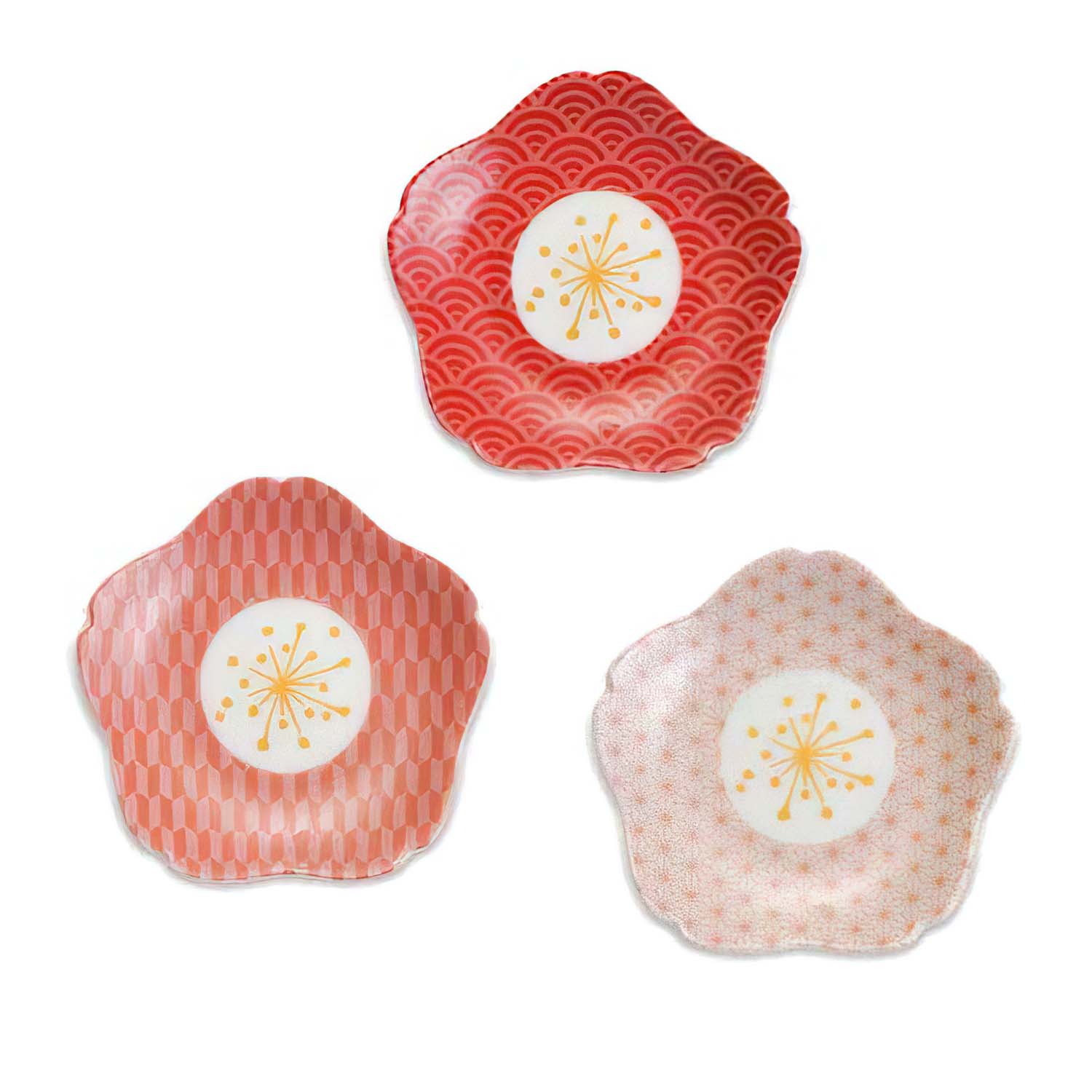 Harekutani Porcelain Sakura Plate Set - 3 Piece Japanese Cherry Blossom Dinner Plates for Home, Restaurant & Special Occasions