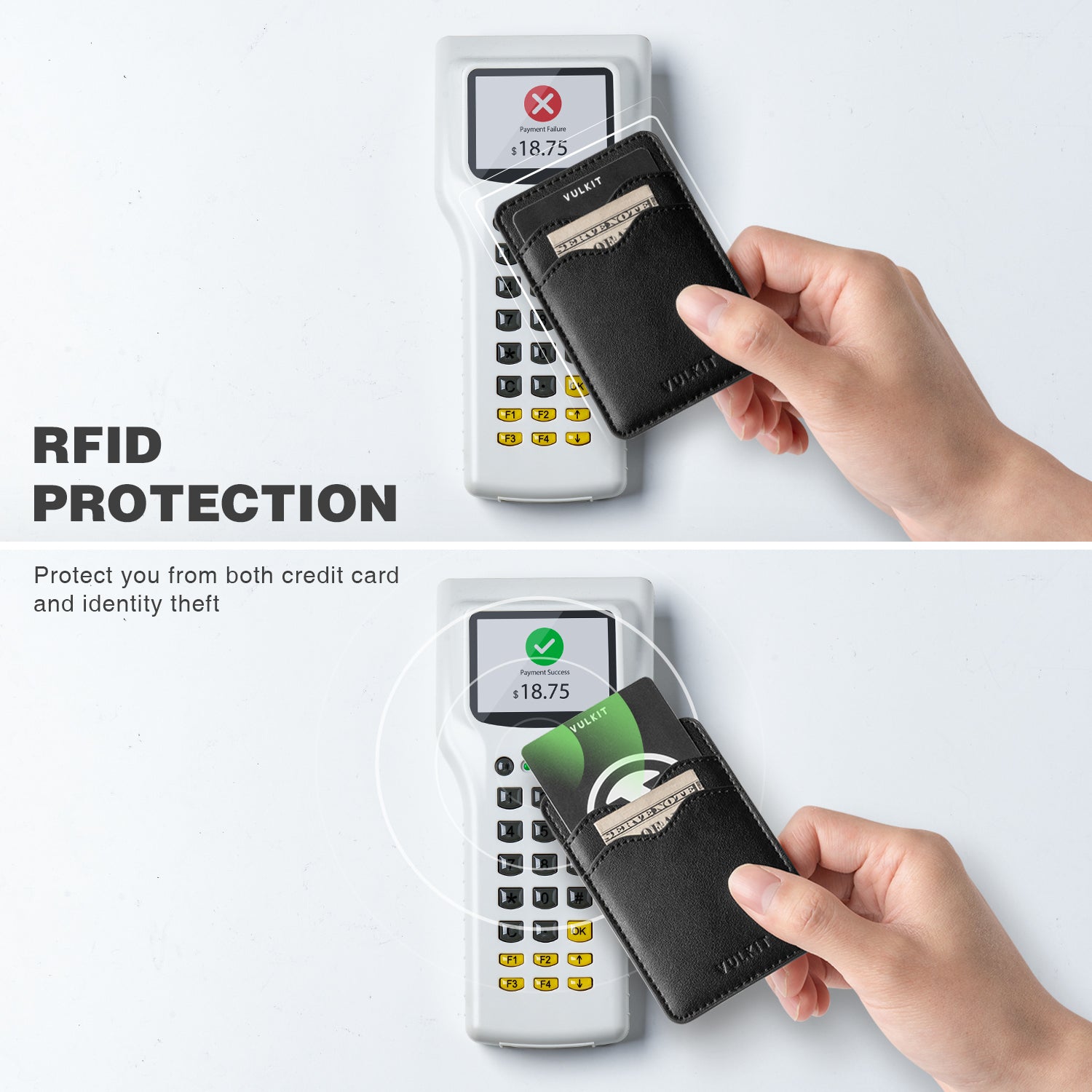 VPA100 Slim Leather Adhesive Phone Card Holder - RFID Blocking Wallet for iPhone, Samsung & Smartphones - Perfect for Travel, Work & Everyday Use