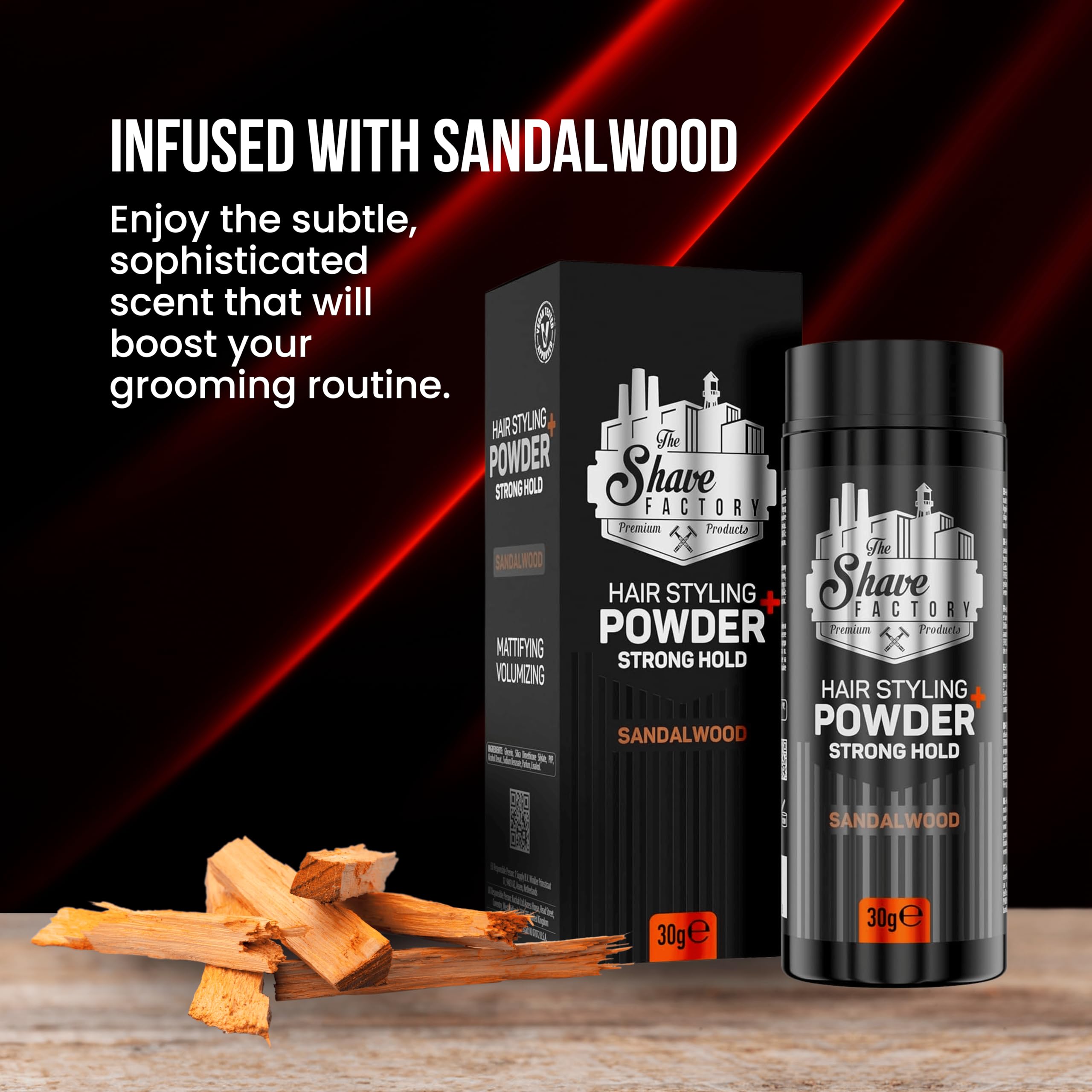 Premium Sandalwood Hair Styling Powder (30g) - Volumizing & Mattifying Powder Wax for Men | Strong Hold, Flexible & Long-Lasting Styling | Perfect for Textured Hairstyles, Pompadours & Everyday Looks