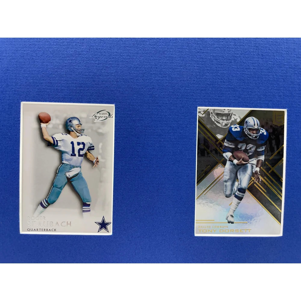 Dallas Cowboys Autographed Football Card Collection - Framed 10-Card Display with Staubach, Aikman, Prescott & Zeke - Perfect for Man Cave, Sports Memorabilia Room & Cowboys Fan Gifts
