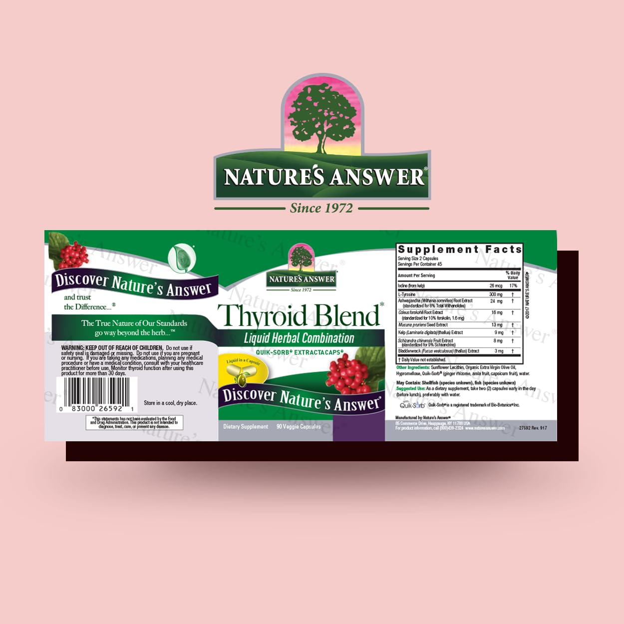 Nature's Answer Thyroid Complete Blend Vegetarian Capsules 90 Count | Thyroid Support Supplement | Natural Energy Booster | Metabolism Enhancer | Supports Healthy Thyroid Function for Energy & Weight Management