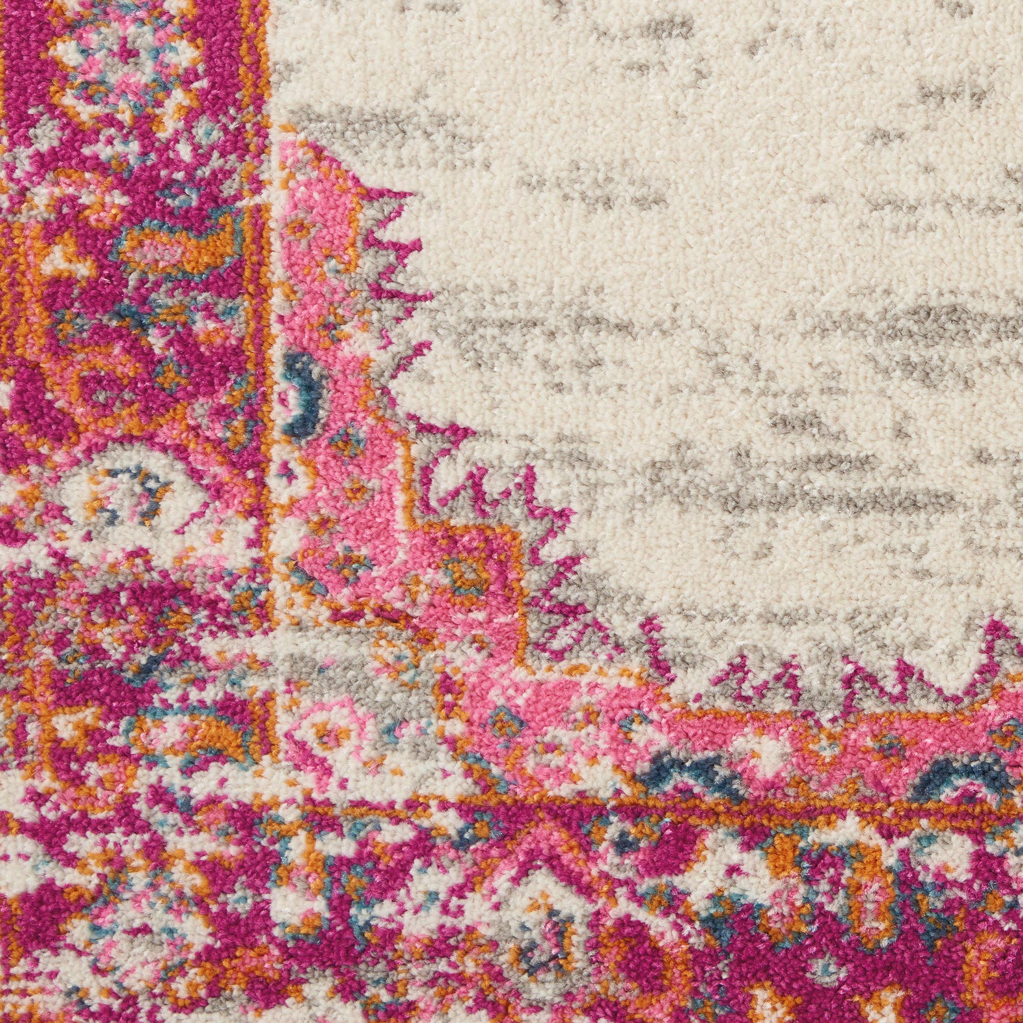 Nourison Passion Ivory/Fuchsia 12' x 15' Area Rug - Boho Traditional Design, Easy Cleaning, Non-Shedding - Perfect for Bedroom, Living Room & Hallway (12x15) | Cozy Home Decor & Floor Protection