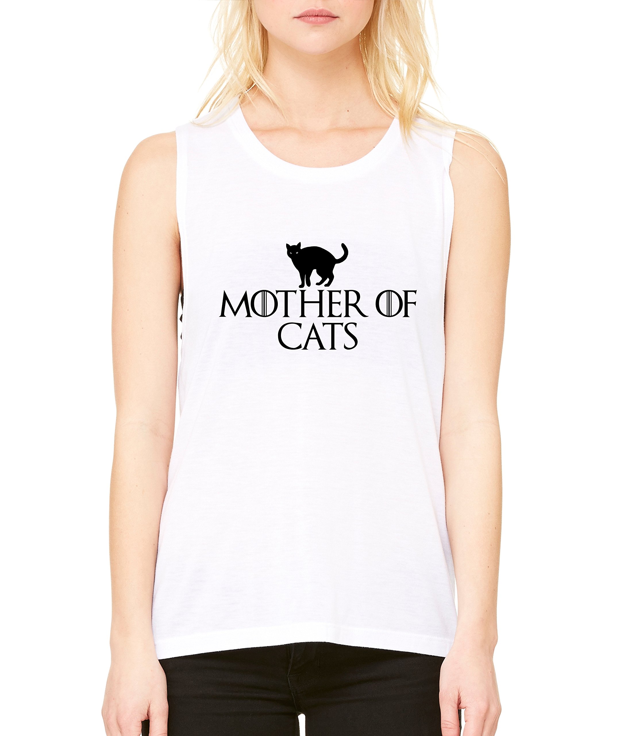ALLNTRENDS Women's Flowy Muscle Tank Top - Soft Breathable Stretchy Cat Lover Shirt for Yoga, Workout & Casual Wear