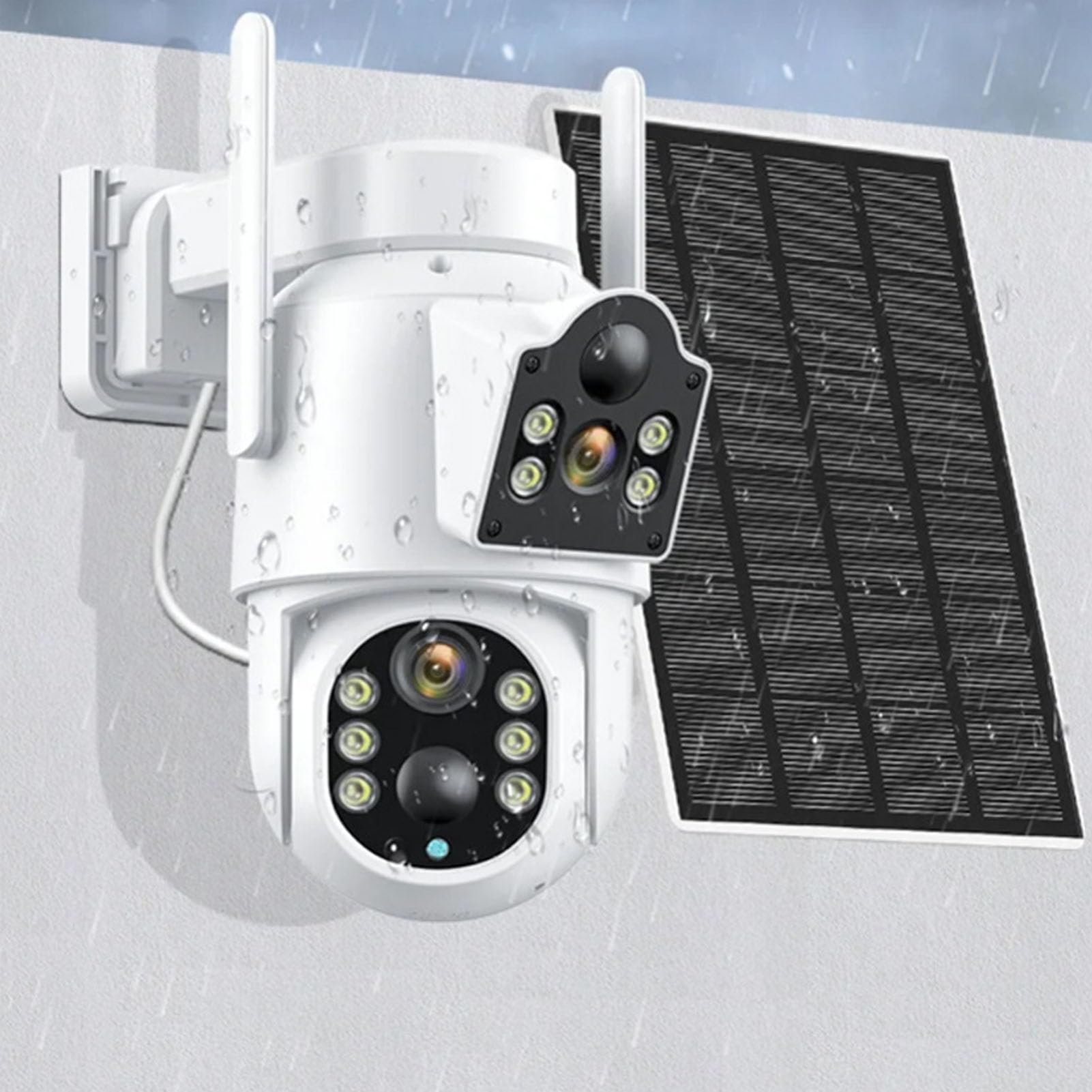 1080P 2MP Dual Lens Solar Security Camera with PTZ, PIR Motion Detection & Two-Way Talk - Wireless Outdoor Surveillance Camera with Solar Panel for Home, Yard, and Business Security Monitoring