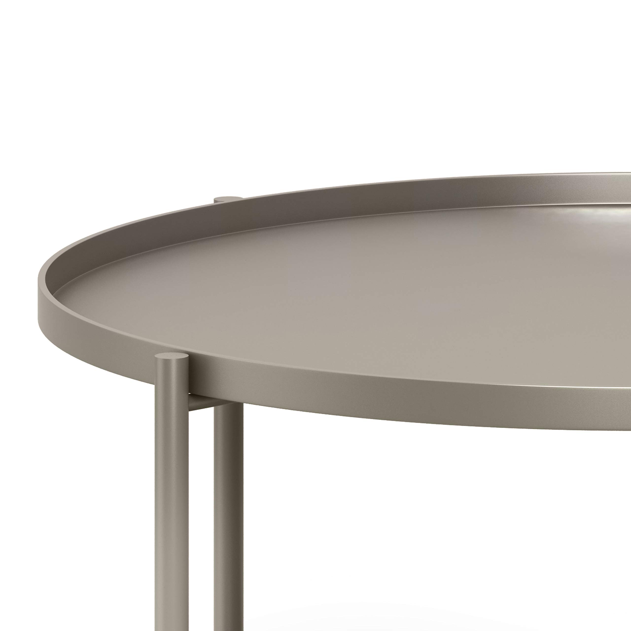 SIMPLIHOME Monet Industrial 32 Inch Wide Metal Coffee Table in Warm Grey - Modern Living Room & Family Room Furniture for Small Spaces, Home Decor