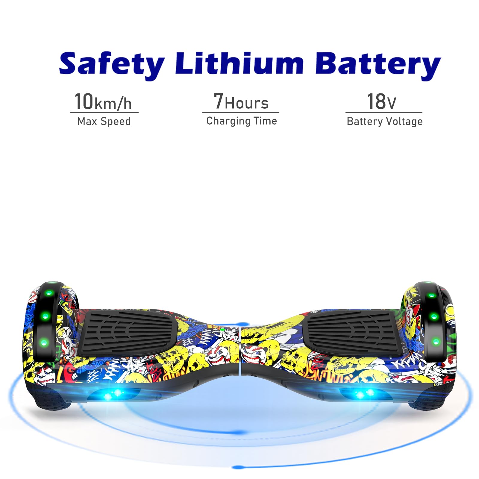 Self-Balancing Hoverboard Scooter with Bluetooth & LED Lights - 6.5