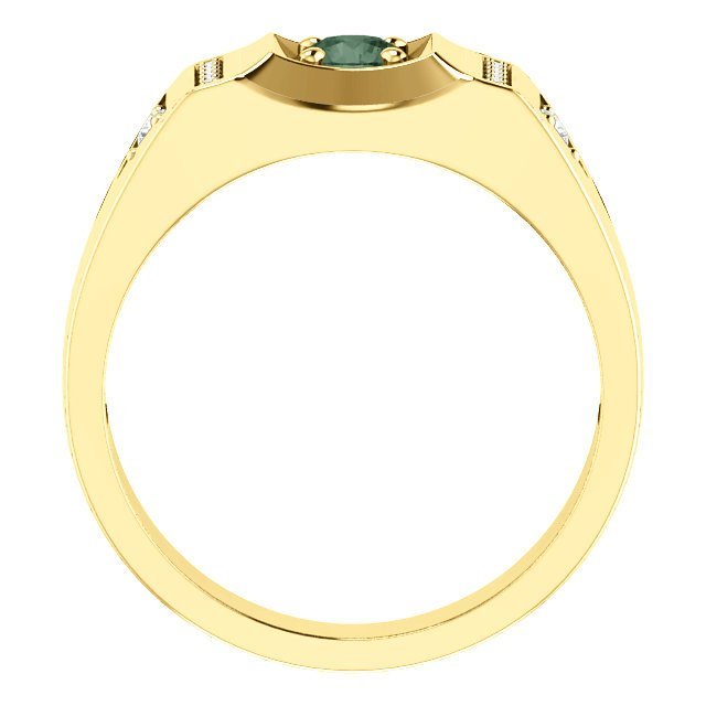 14K Gold 0.45 CT Lab-Grown Alexandrite & 0.11 CTW Diamond Accent Men's Ring - Elegant Wedding Band, Anniversary Gift for Him, Valentine's Day Jewelry