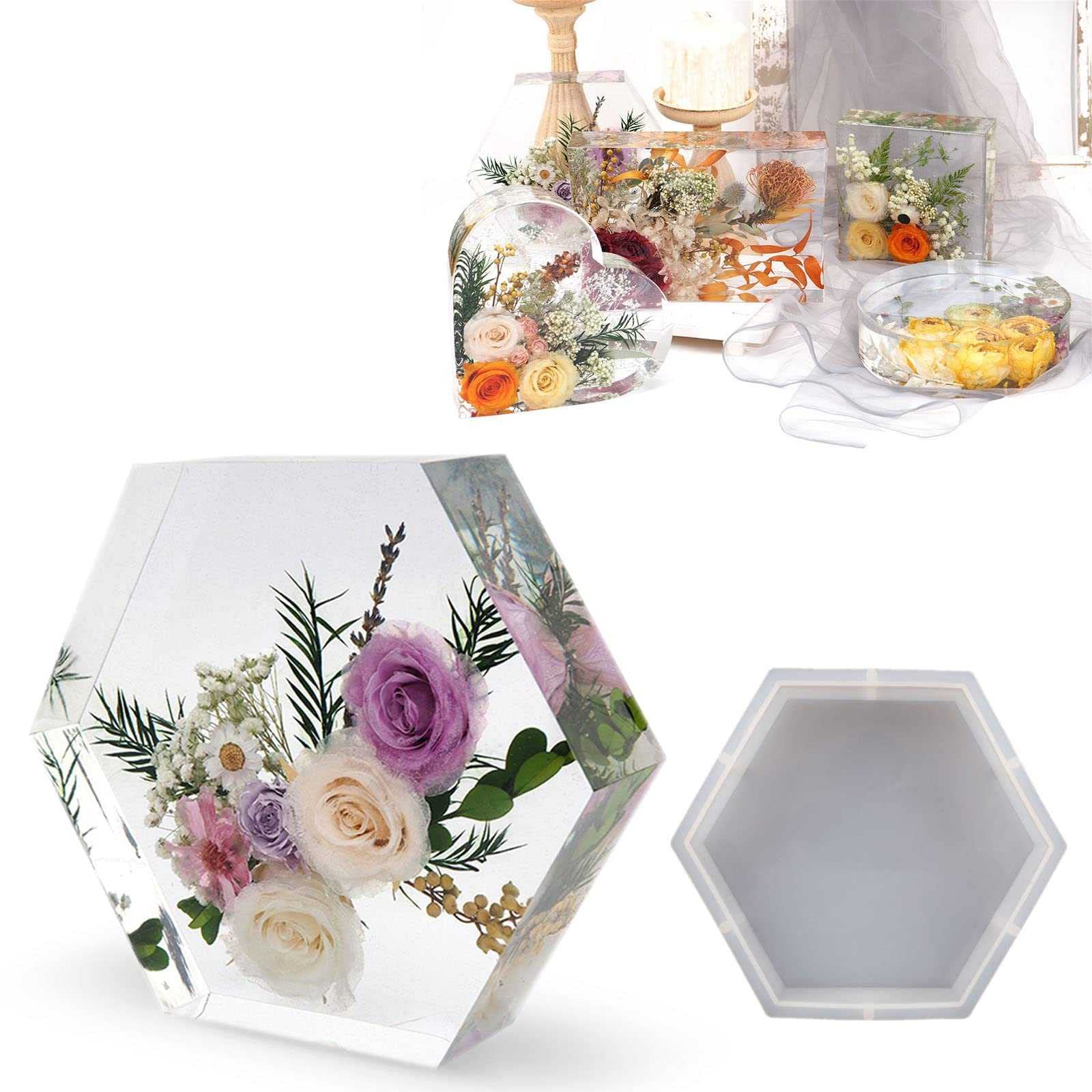 Yonatues Large Geode Bookends Silicone Mold - 1 Piece Hexagonal Crystal Epoxy Resin Mold for Book Organization, Home & Office Decoration, Desktop Organizer - Perfect for DIY Crafts, Bookshelf Styling, and Unique Gift Ideas