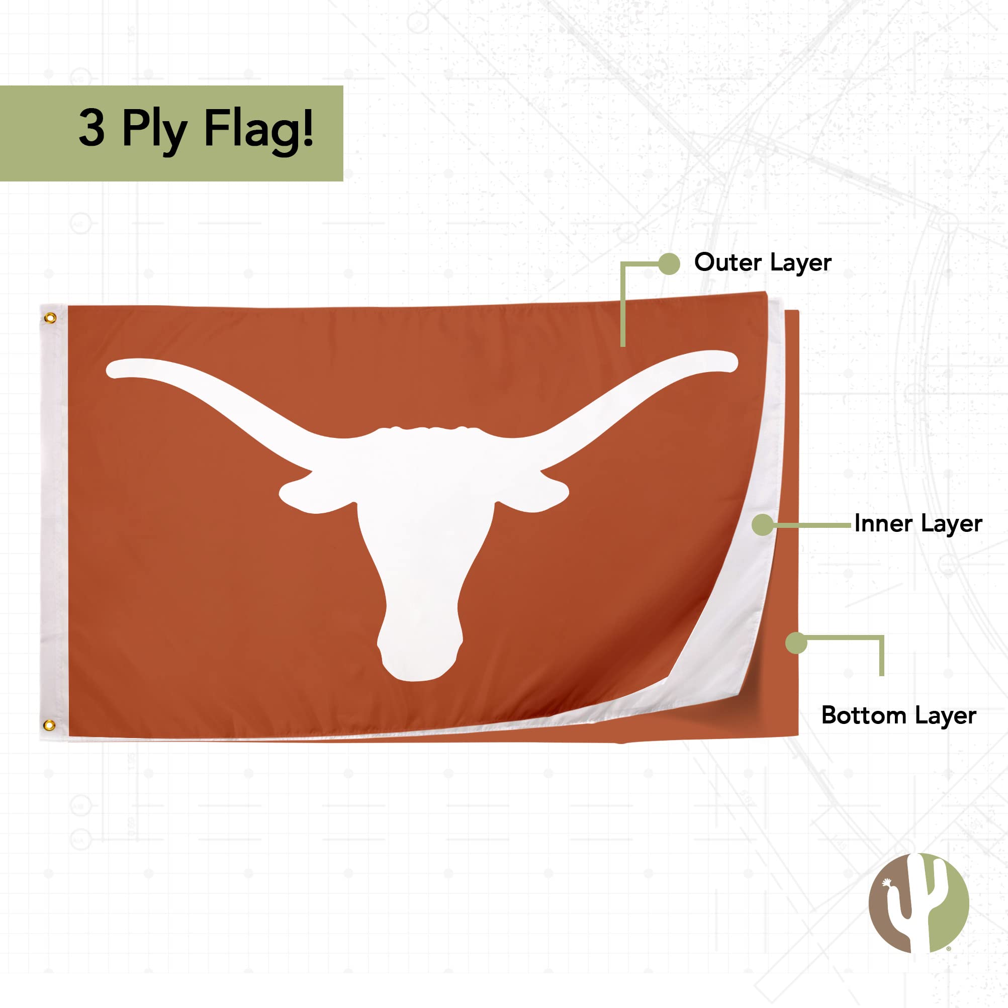 Texas Longhorns UT Austin Flag 3x5ft Double-Sided - Indoor/Outdoor Decor
