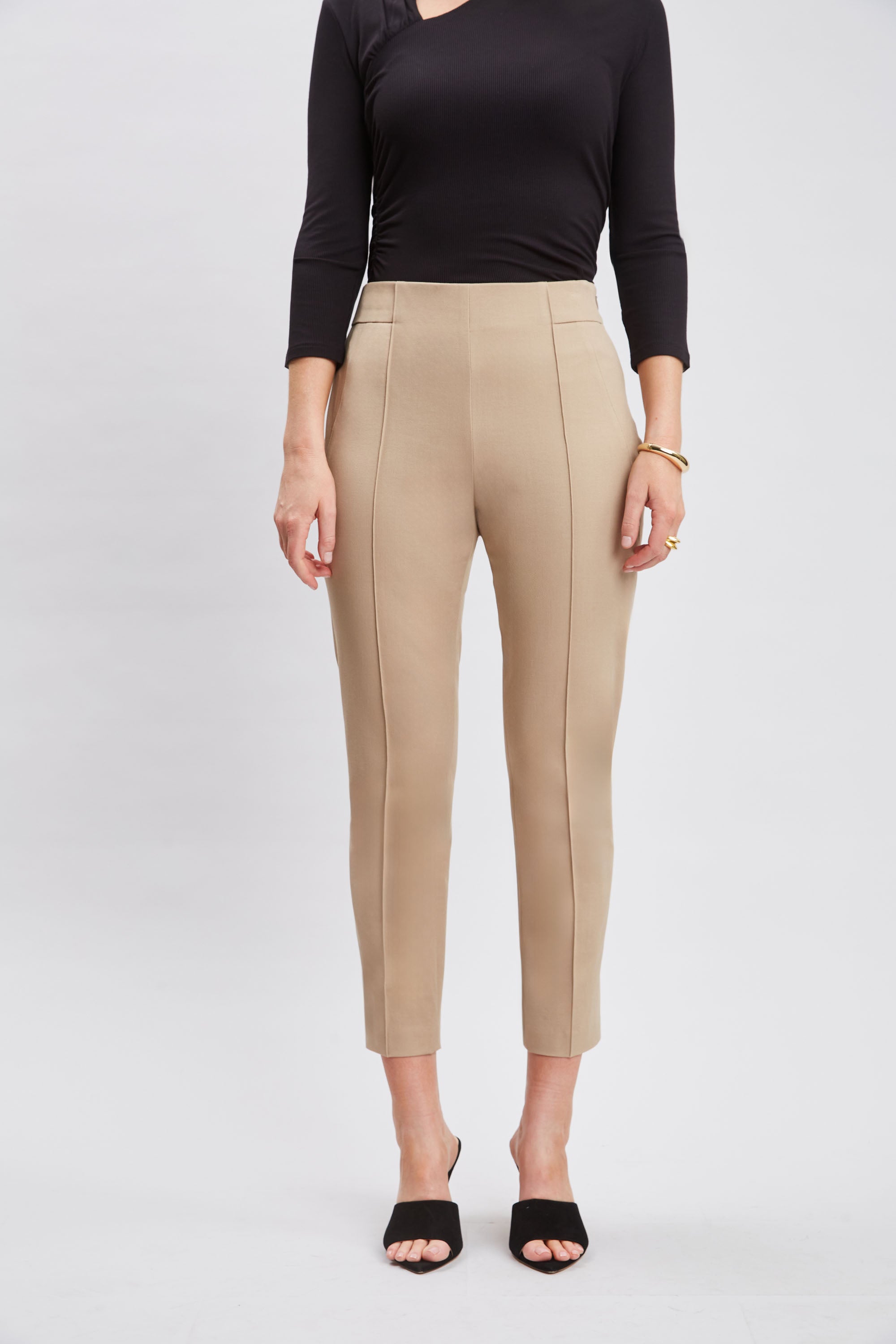 Contour Slim Cropped Pants for Women - High Waisted Stretch Skinny Trousers | Perfect for Office, Travel & Casual Wear