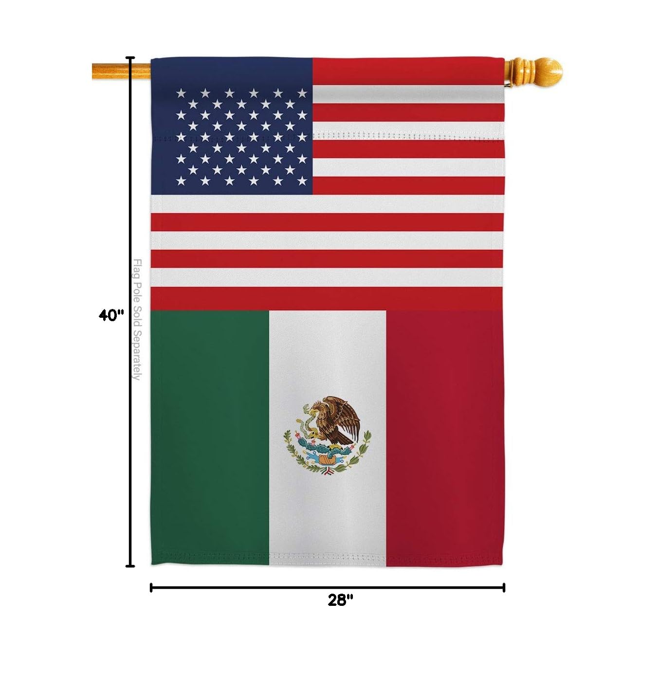 Americana Home & Garden Mexico-US Friendship House Flag - Double-Sided Decorative Banner for Yard, Garden & Patio - Made in USA - Perfect for International Country Pride & Regional Decor