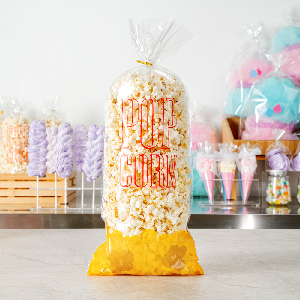 Clear Plastic Popcorn Bags 17x7 Inches - 100 Count Box | Perfect for Movie Nights, Concessions & Party Snacks