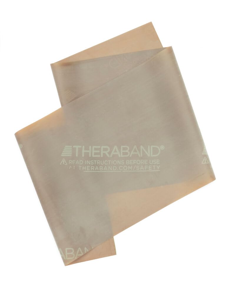 THERABAND Resistance Bands - 50 Yard Roll Professional Latex Exercise Bands for Strength Training, Physical Therapy & Home Workouts | Upper/Lower Body & Core Exercises | Pilates, Rehab & Fitness | Extra Thin Level 1 Tan Bands for Gym, Yoga & Physical Therapy Sessions