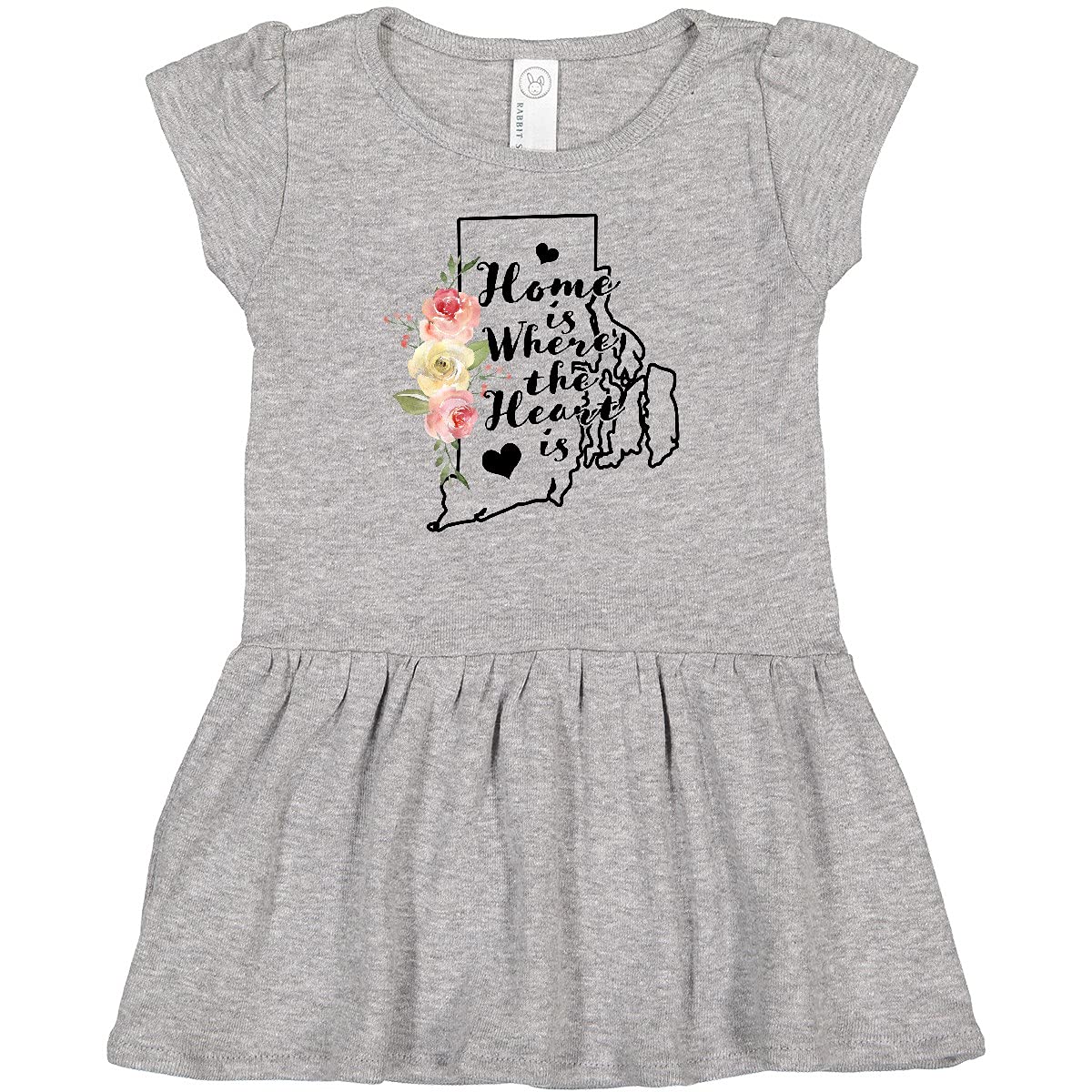 Inktastic Rhode Island Home is Where The Heart is Watercolor Print Infant Baby Dress - Perfect for Family Photos, Holidays & Special Occasions