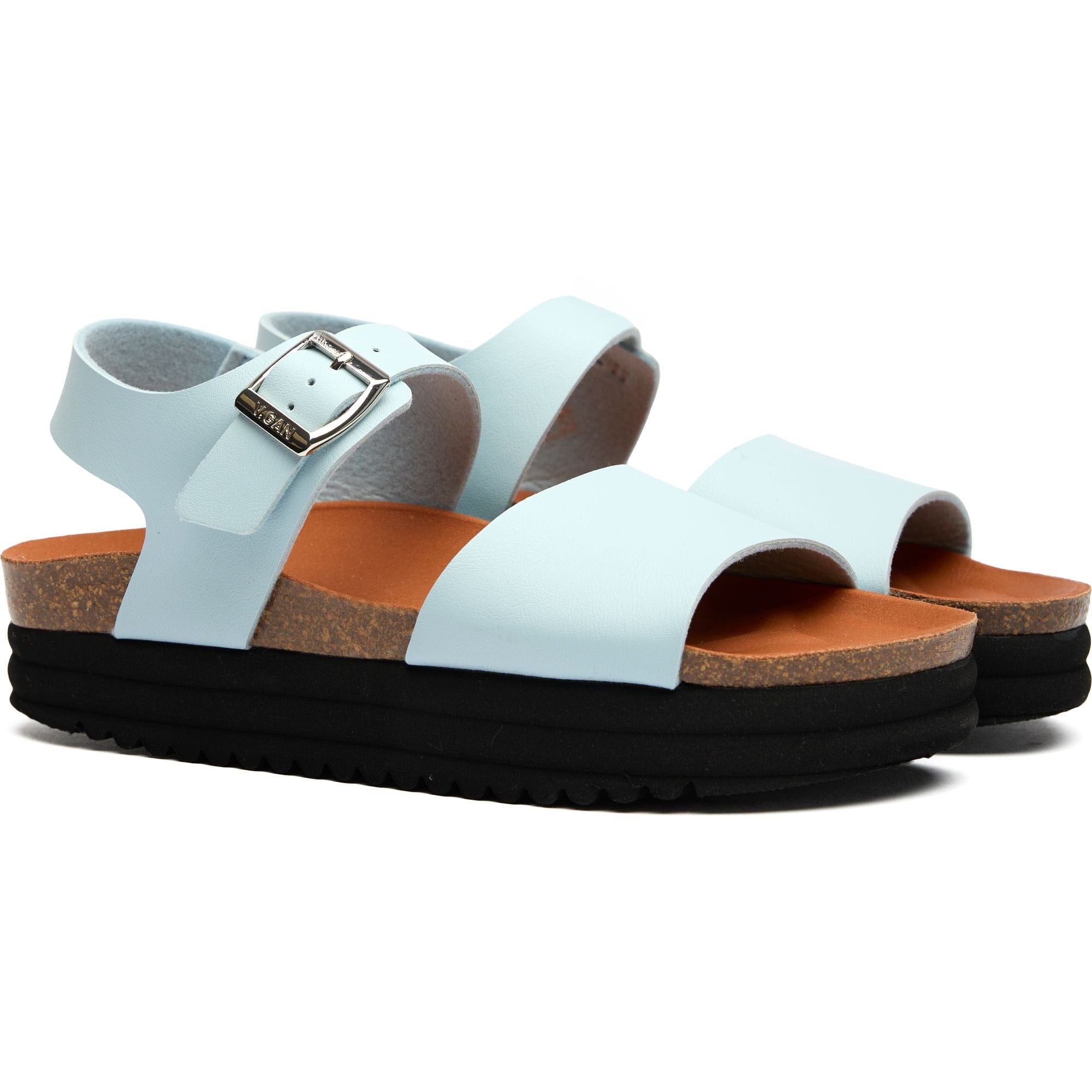 Clove Women's Vegan Flatform Sandals - Light Blue | Comfortable & Sustainable Summer Shoes for Beach, Travel & Casual Outfits