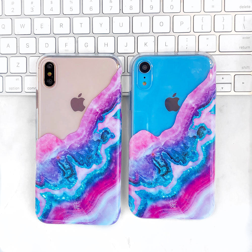 Geode Glitter Clear iPhone Case - Shatterproof Protective Cover with Crystal Design for iPhone 14/13/12/11 Pro Max - Perfect for Everyday Use & Special Occasions