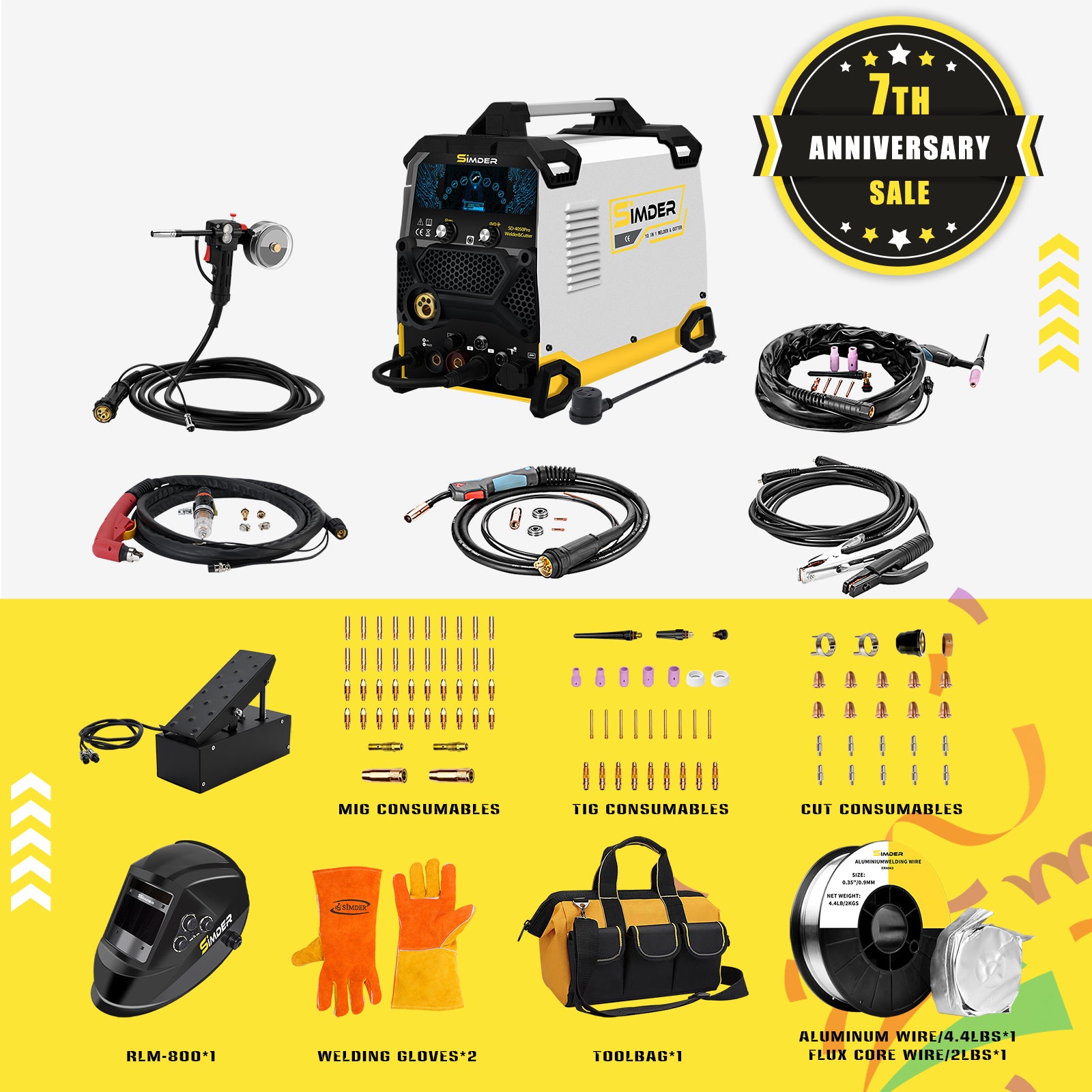 SSimder SD 4050Pro 10-in-1 Aluminum Welder and Cutter Kit - Professional Metal Welding & Cutting Tool for DIY, Home Repair, Automotive, and Metal Fabrication Projects