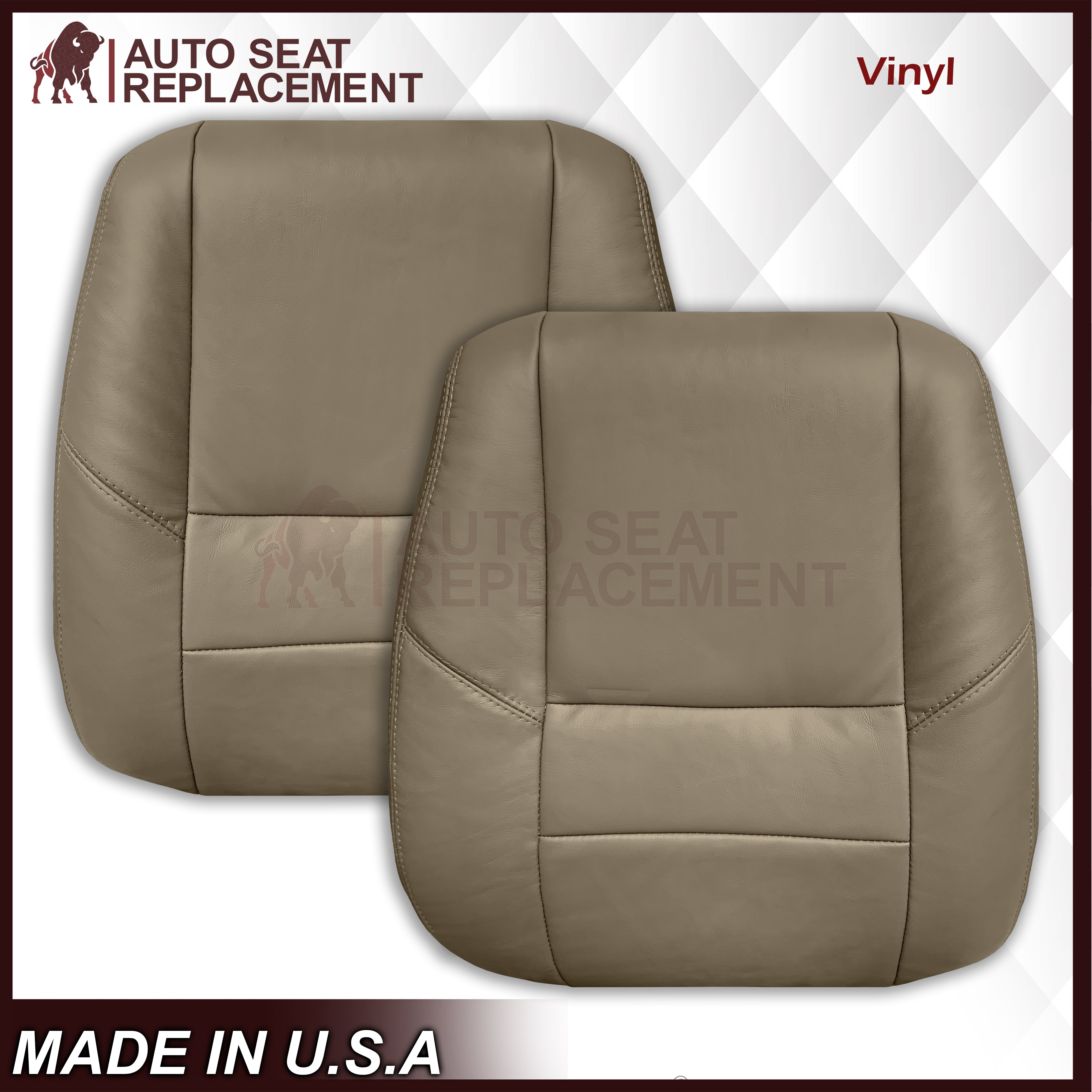 2001-2007 Toyota Sequoia Replacement Seat Covers - Top & Bottom Set (Driver/Passenger Side, Tan) | Premium Custom Fit Car Seat Covers for Comfort & Protection | Perfect for Road Trips, Daily Commutes & Off-Road Adventures