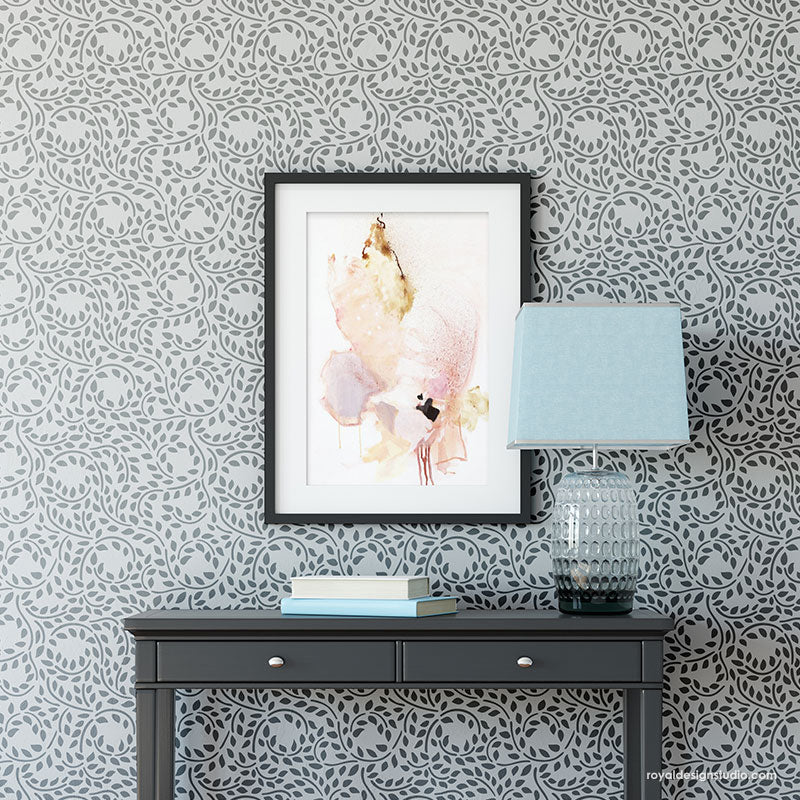 Lacy Leaves Wall Stencil - Reusable DIY Painting Template for Home Decor, Nursery, Bedroom & Living Room Accent Walls | Perfect for Stenciling, Wall Art, and Creative Interior Design Projects