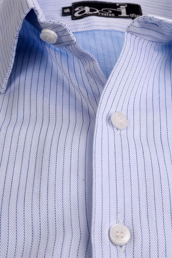 Stylish Light Blue Slim Fit Striped Dress Shirt for Men - Perfect for Business Meetings, Weddings & Formal Occasions