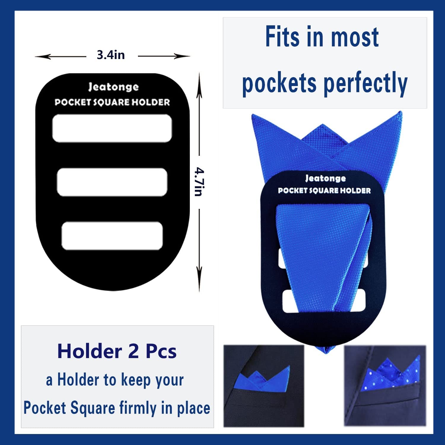 Jeatonge Men's Pocket Square Holder & Organizer - Prefolded Pocket Squares for Suits & Tuxedos | Perfect for Weddings, Business Meetings & Formal Events