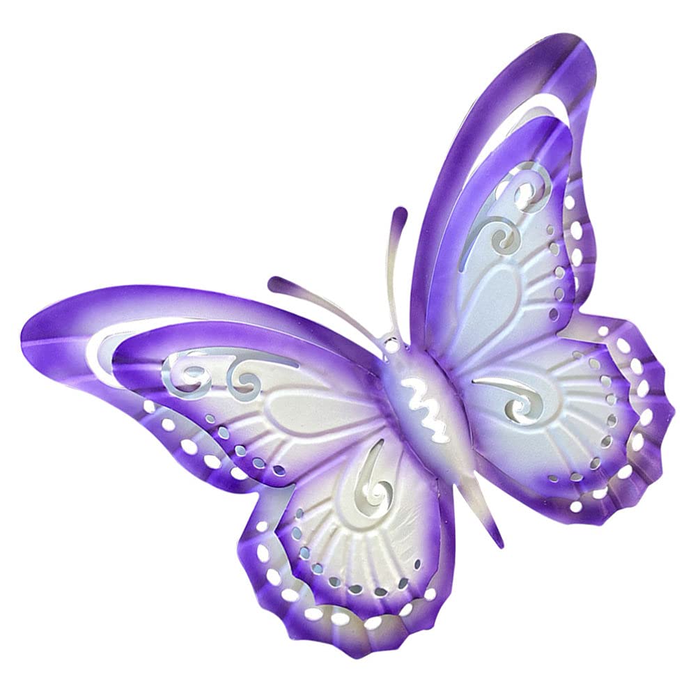 Handmade Wrought Iron Butterfly Wall Decor - Purple 3D Tree Garden Hanging Art for Home & Outdoor Decoration | Perfect for Living Room, Bedroom, Patio, and Garden Wall Accents