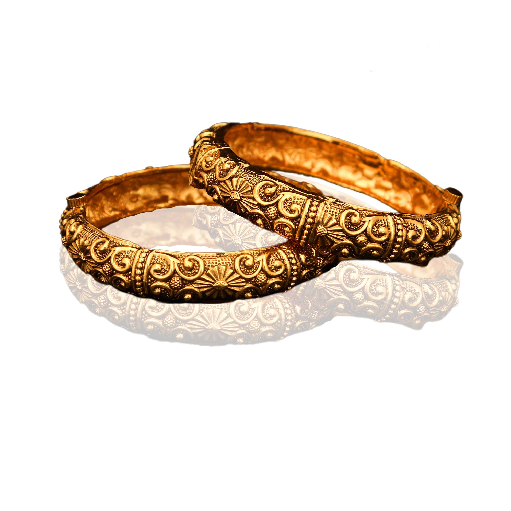 18K Gold Plated Handcrafted Traditional Kada Bangle Bracelet for Women - Elegant Indian Jewelry for Weddings, Parties & Special Occasions