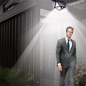 100 LED Solar Security Light with Motion Sensor - ABS Waterproof Wall Light for Deck, Garage & Outdoor - 3 Lighting Modes - Solar Powered Security Lighting for Home, Garden & Pathway Safety