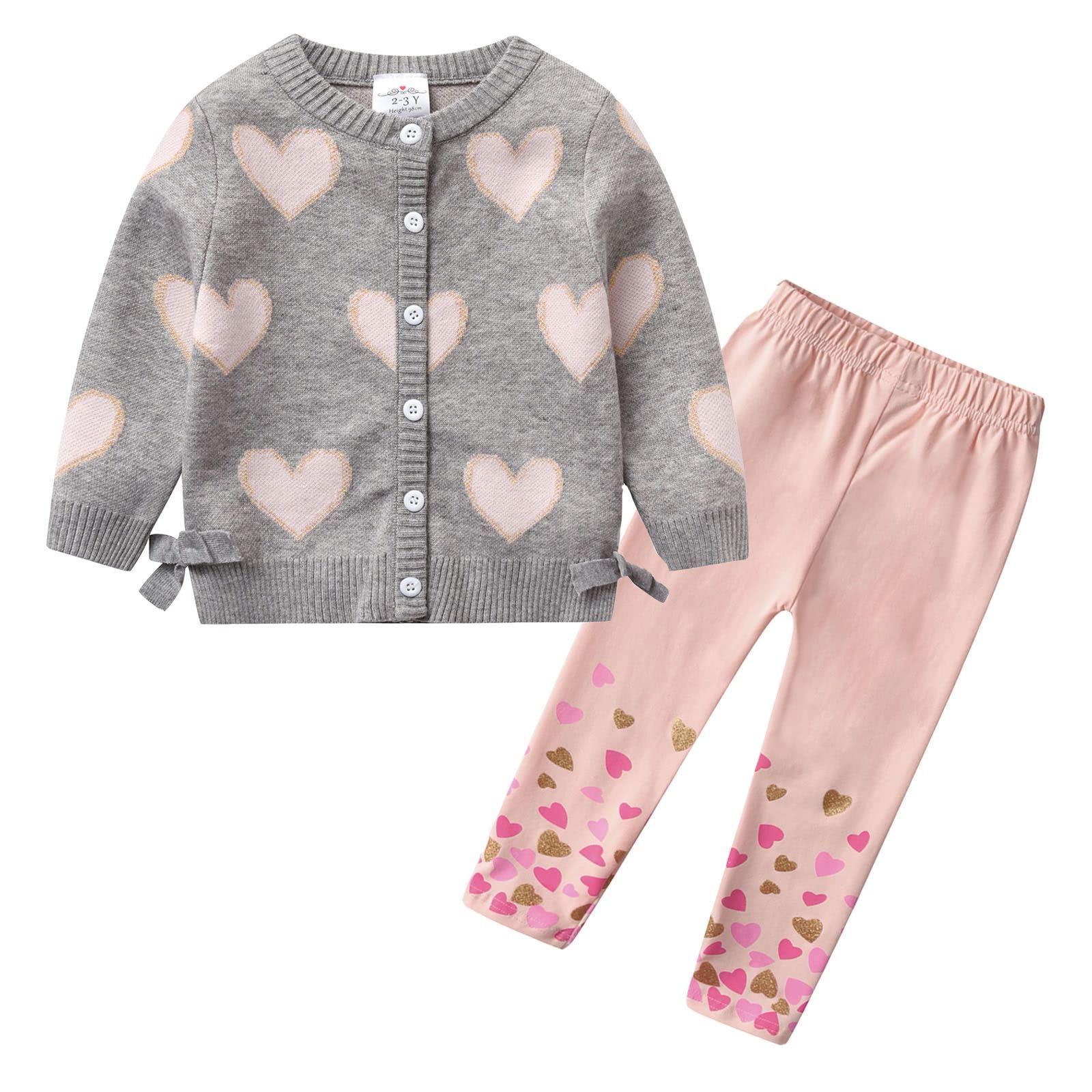 VIKITA Toddler Girls Winter Outfits - Cute Shirts & Leggings Clothing Sets for Little Kids, Birthday Gifts for 1-5 Year Olds | Warm Winter Playwear & Holiday Party Outfits