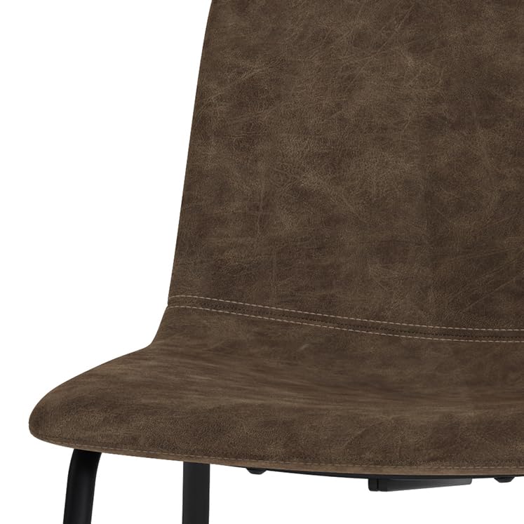 SIMPLIHOME Warner Mid Century Modern Dining Chairs (Set of 2) - Distressed Brown Vegan Faux Leather - Stylish & Comfortable for Dining Room, Kitchen, Breakfast Nook & Home Office