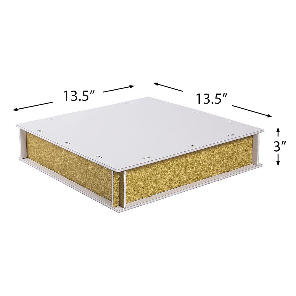 Square Gold Glitter Cake Stand - Elegant 10 Inch Dessert Display for Birthday, Wedding & Party Decor - 1 Piece - Perfect for Celebrations, Dessert Tables & Special Events